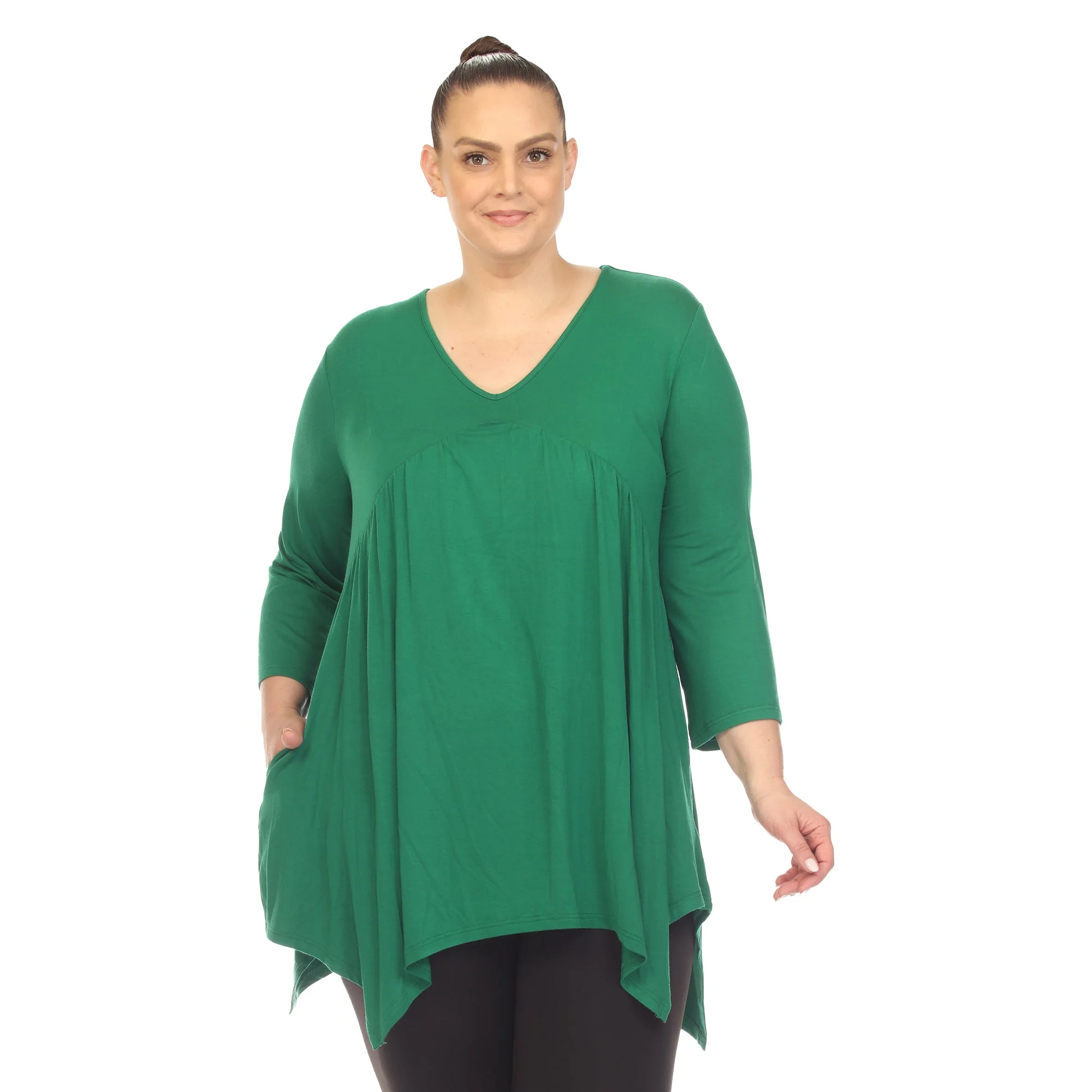 Empire Waist V-Neck Tunic Top - Plus - Image 13