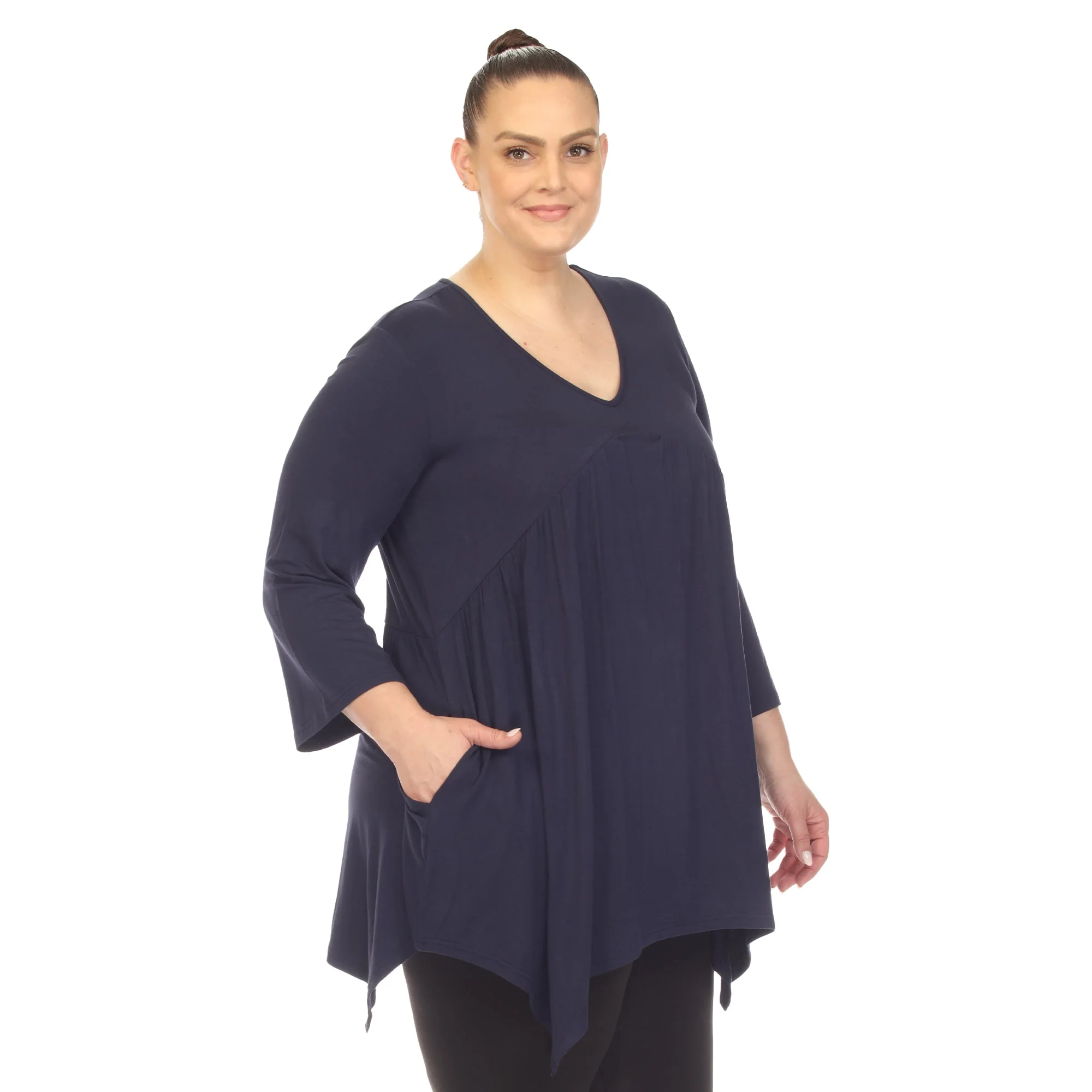 Empire Waist V-Neck Tunic Top - Plus - Image 22