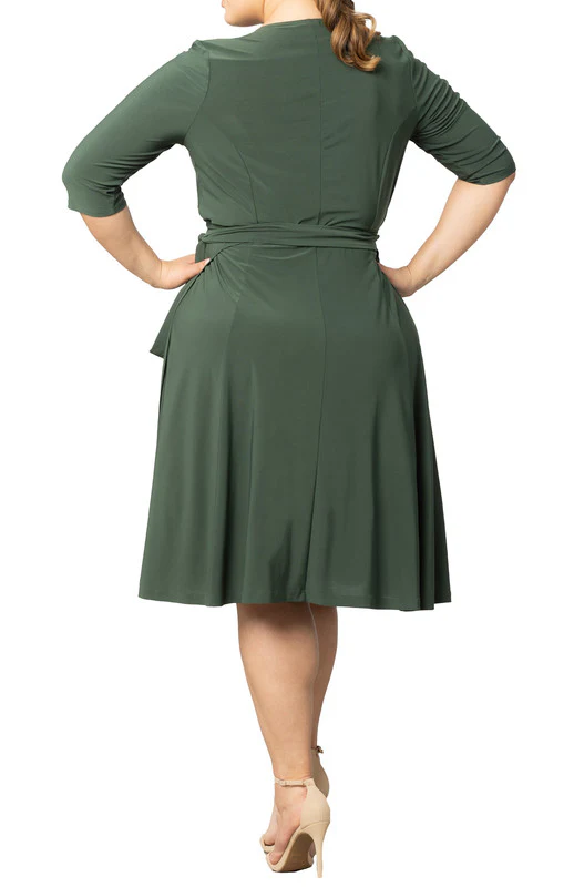 Essential Wrap Dress - Olive Green - Plus - Image 2