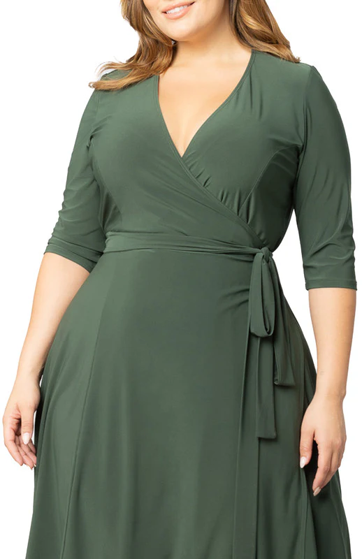 Essential Wrap Dress - Olive Green - Plus - Image 3