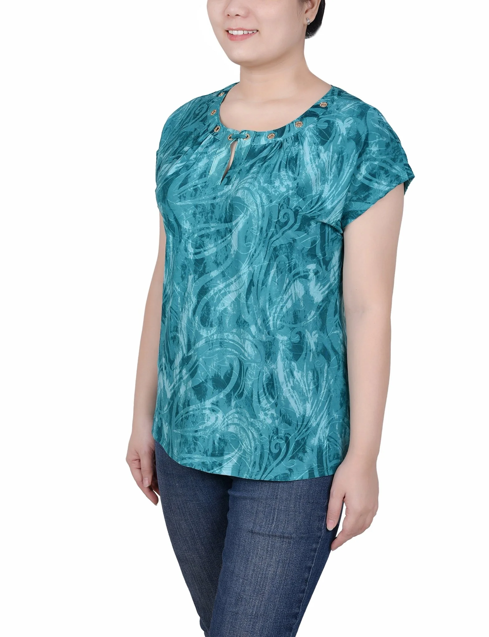 Extended Sleeve Top With Grommets - Petite - Image 5