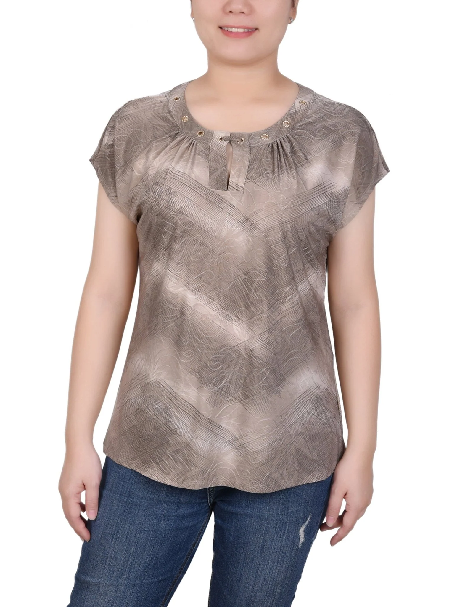 Extended Sleeve Top With Grommets - Petite - Image 7