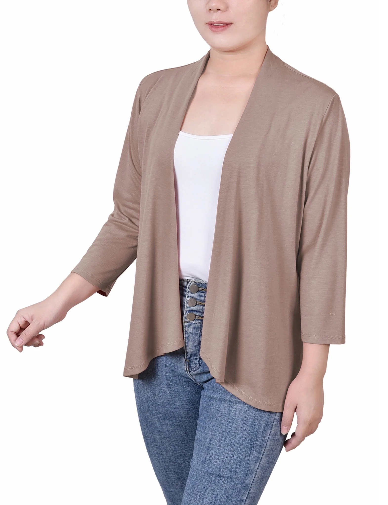 Fawn Solid 3/4 Sleeve Cardigan - Image 2