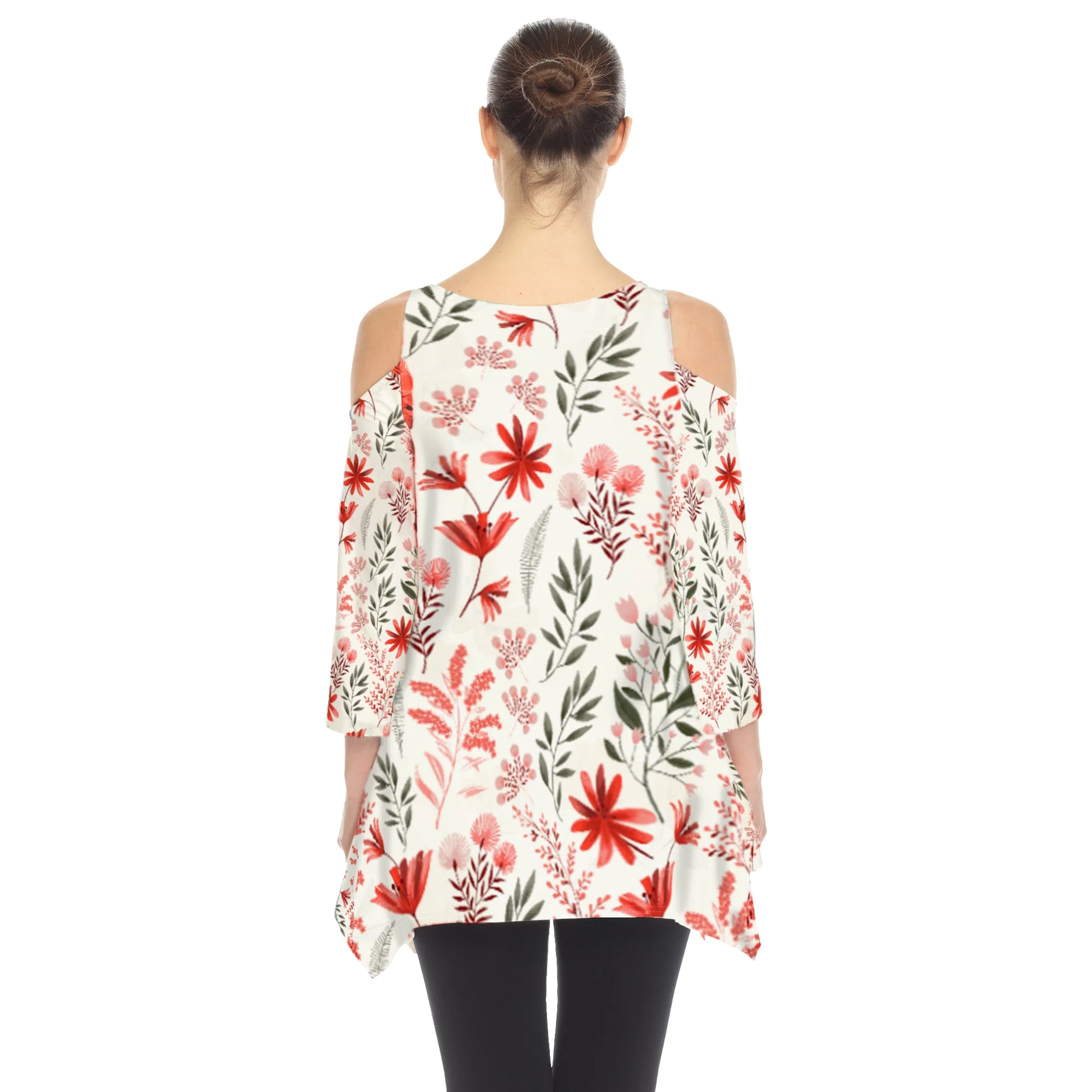 Floral Printed Cold Shoulder Tunic - Image 14