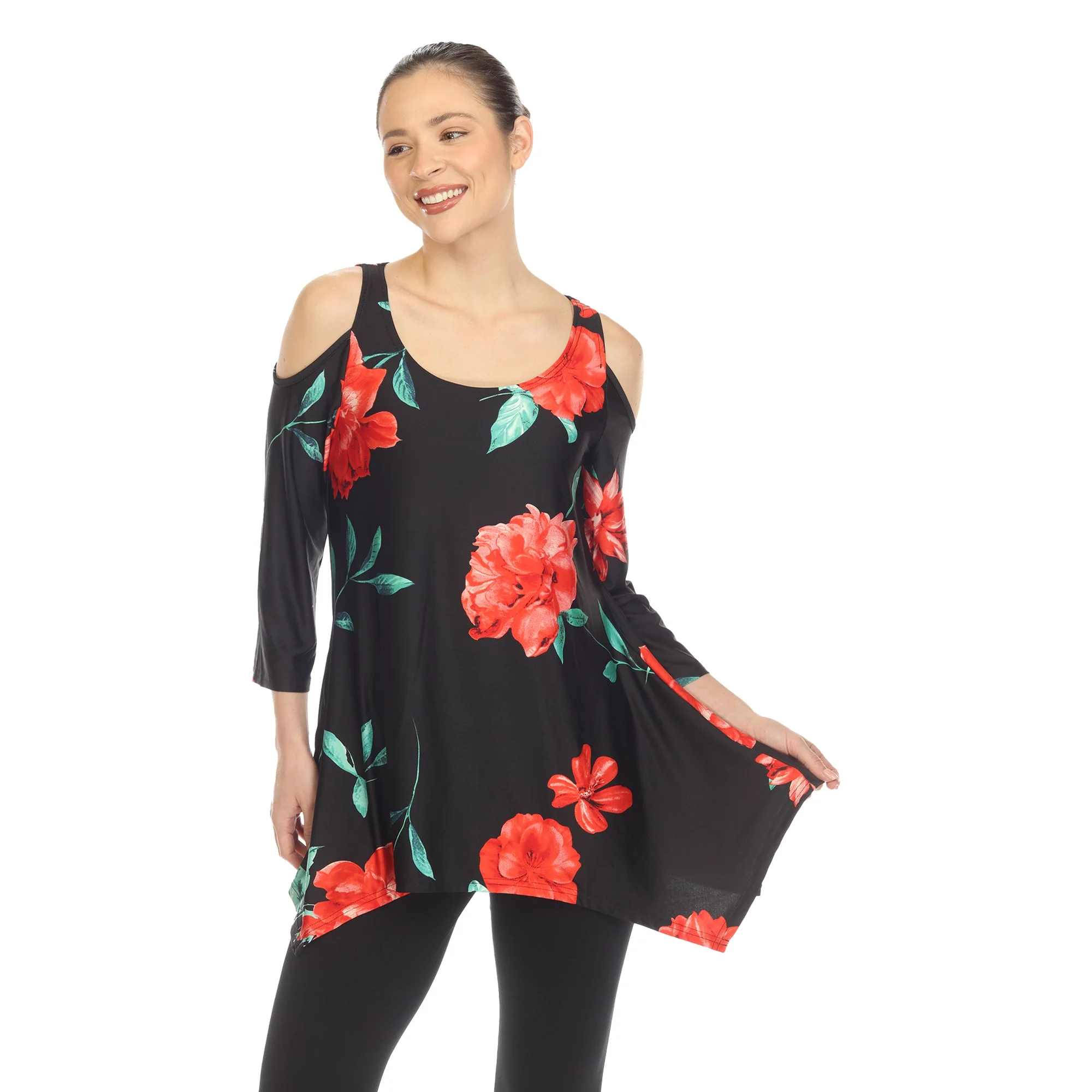 Floral Printed Cold Shoulder Tunic - Image 19