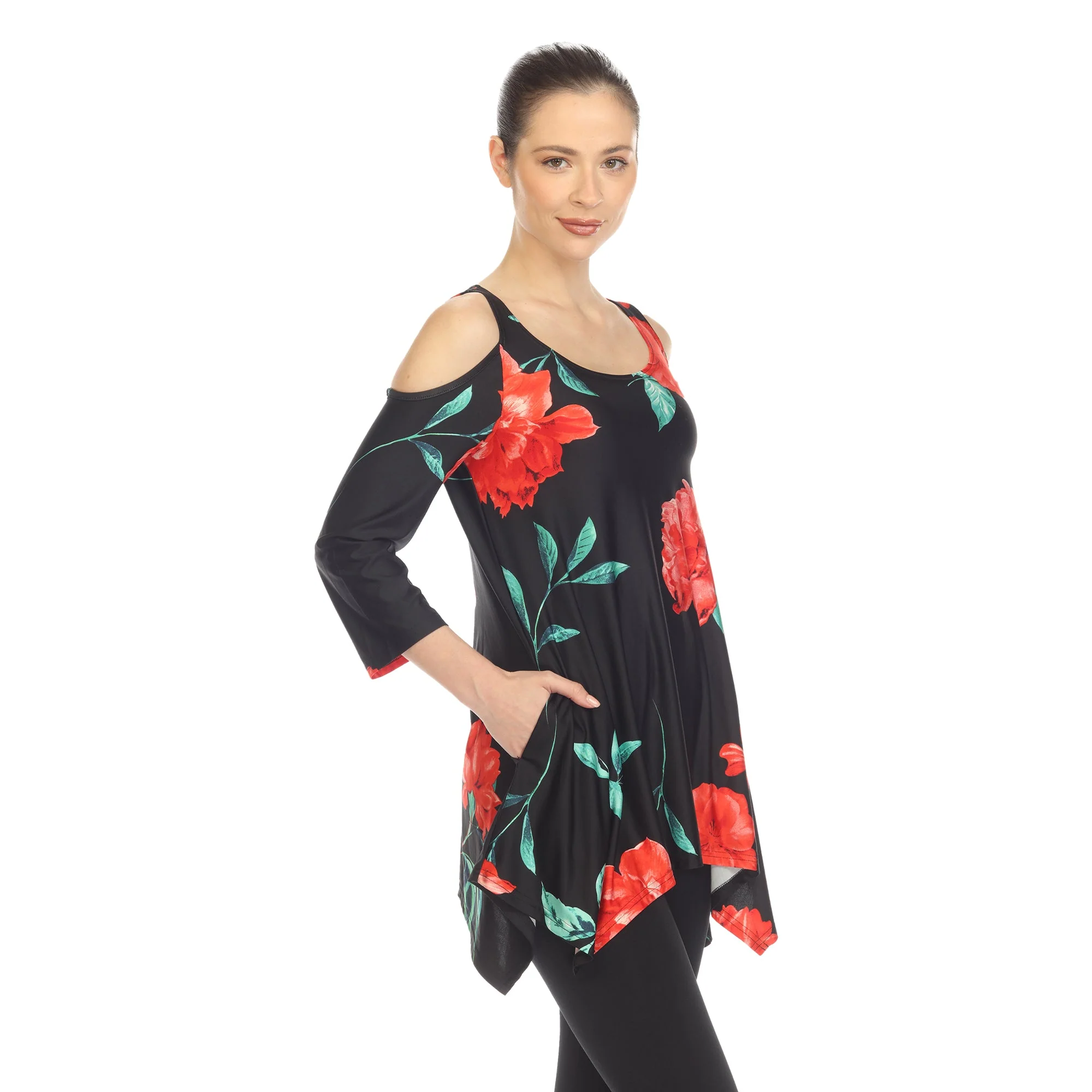 Floral Printed Cold Shoulder Tunic - Image 20