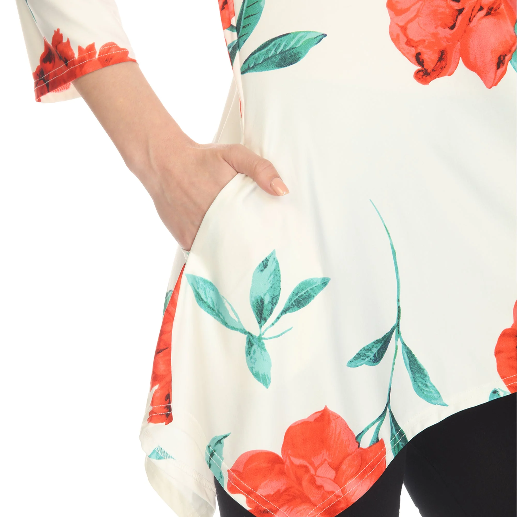 Floral Printed Cold Shoulder Tunic - Image 27