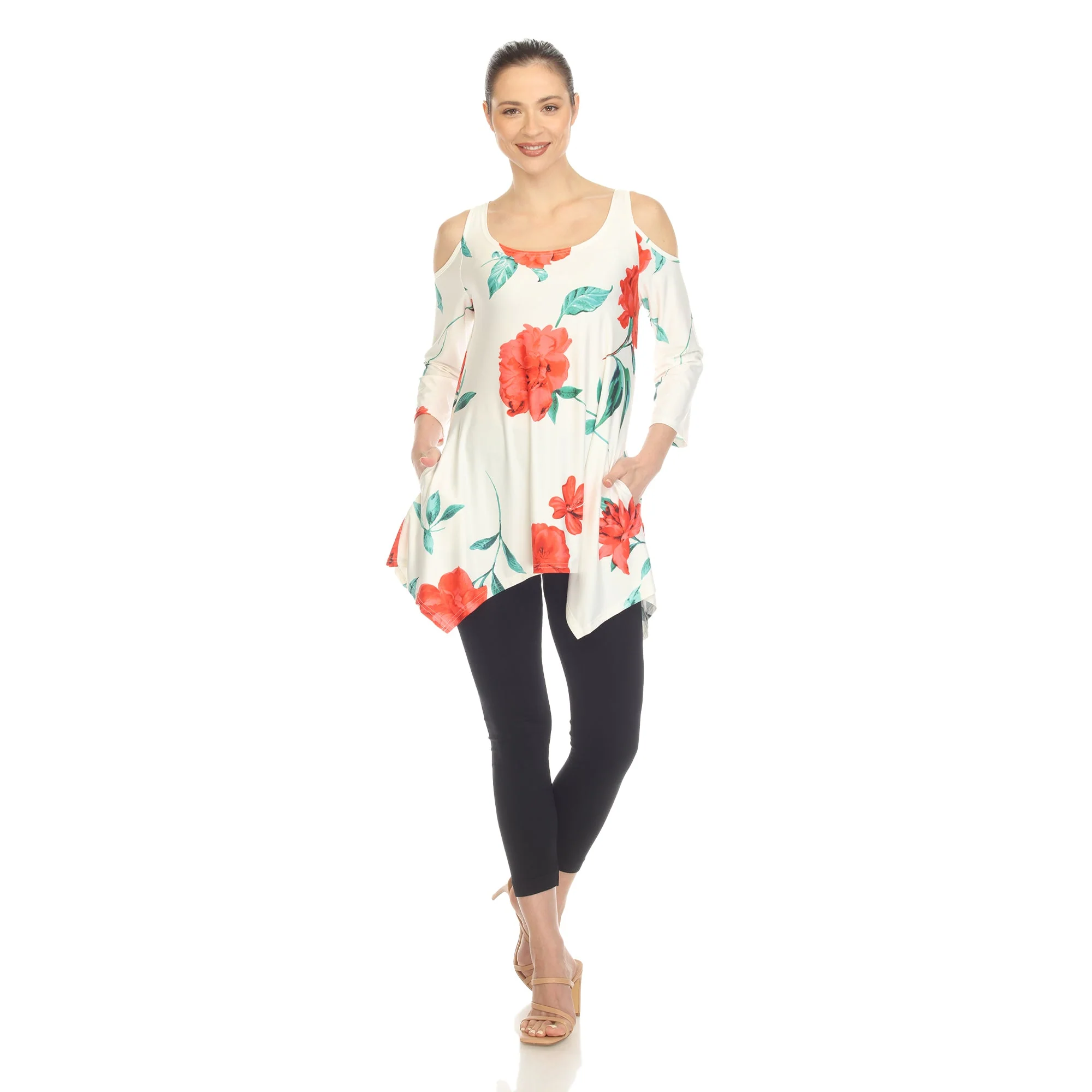 Floral Printed Cold Shoulder Tunic - Image 28