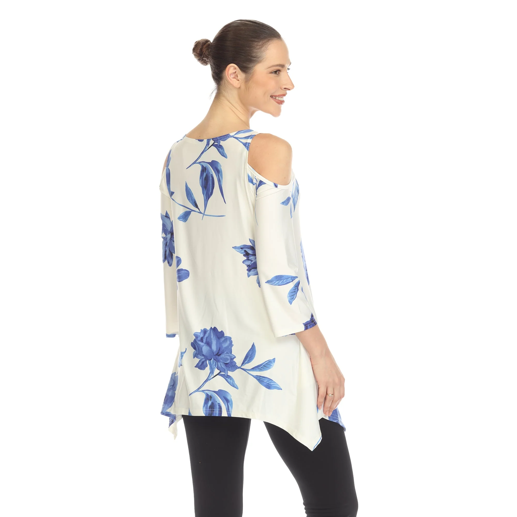 Floral Printed Cold Shoulder Tunic - Image 3
