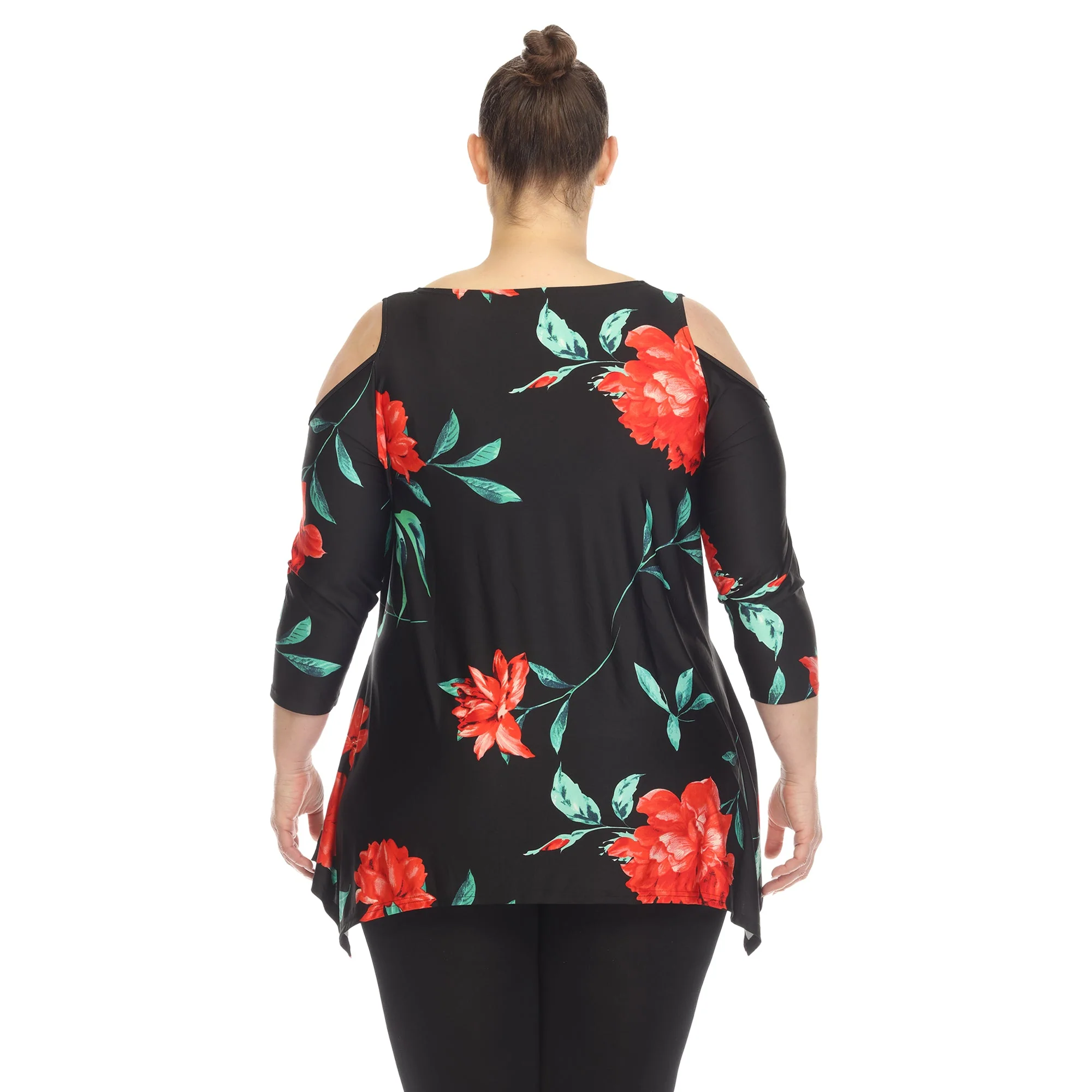 Floral Printed Cold Shoulder Tunic - Plus - Image 12