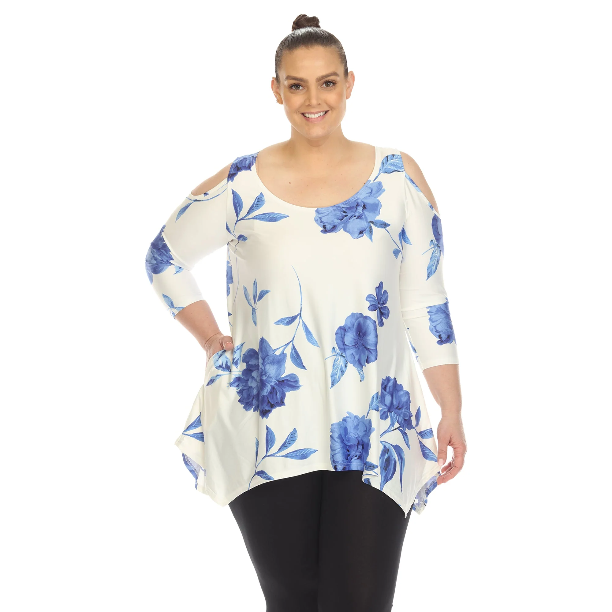 Floral Printed Cold Shoulder Tunic - Plus - Image 16