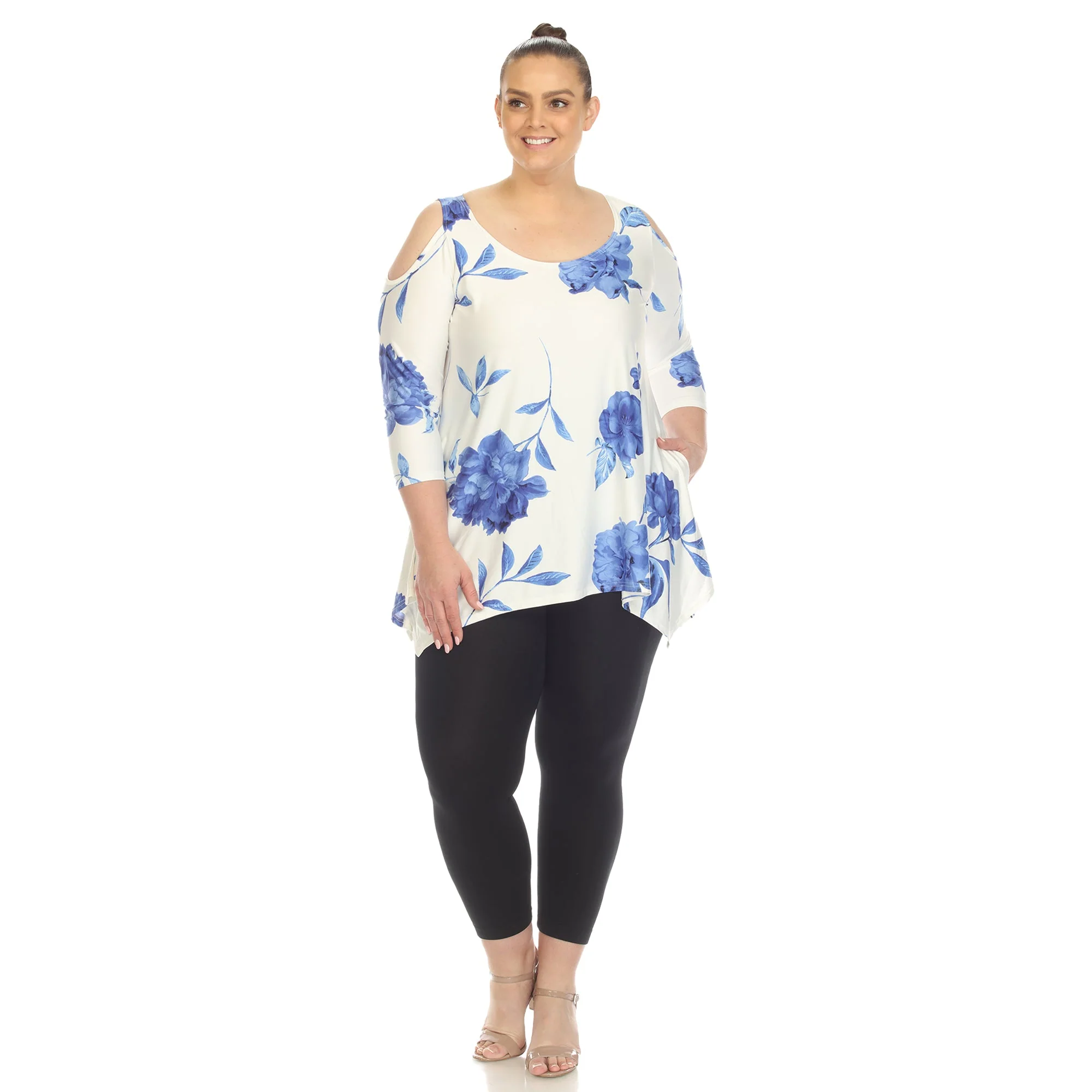 Floral Printed Cold Shoulder Tunic - Plus - Image 20