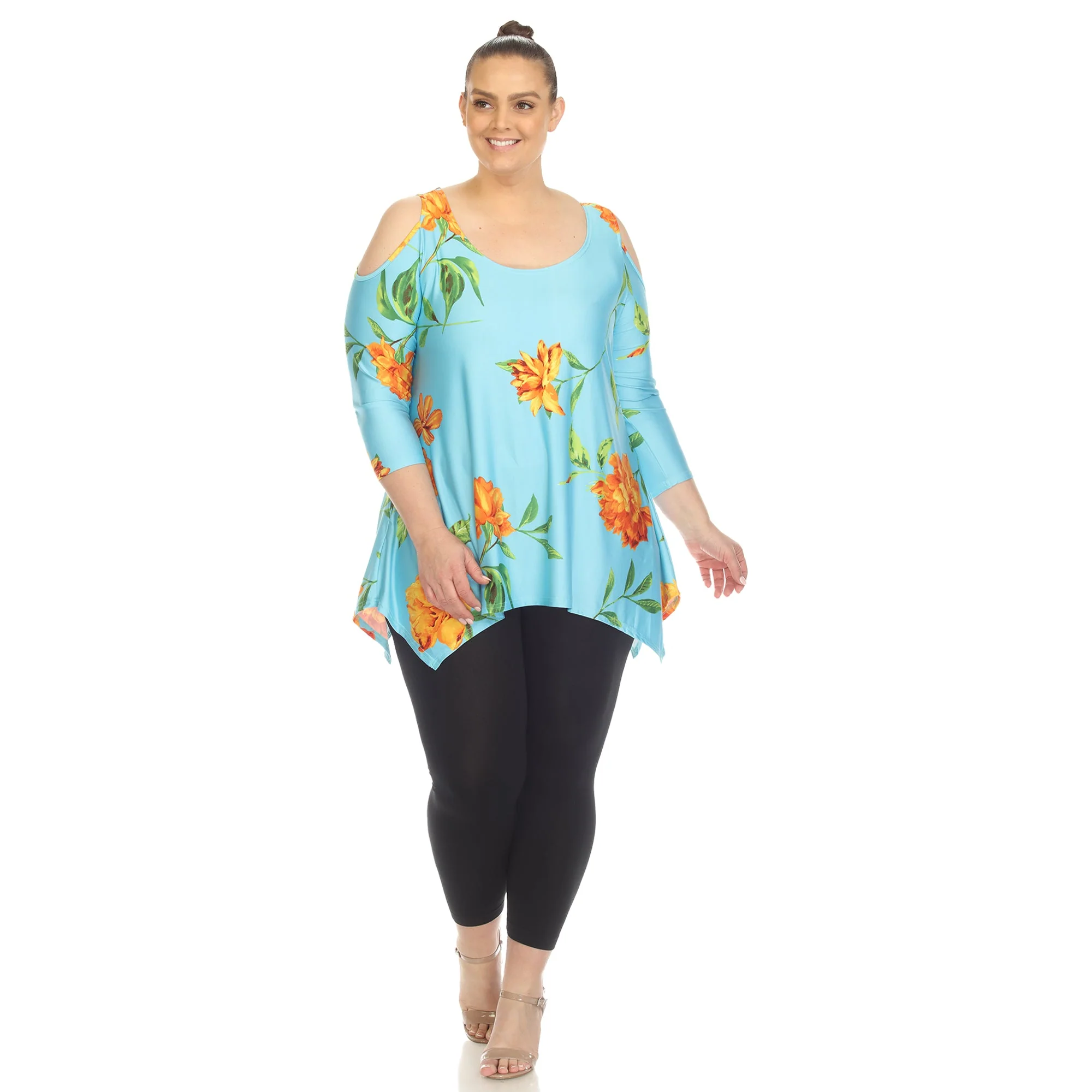 Floral Printed Cold Shoulder Tunic - Plus - Image 32