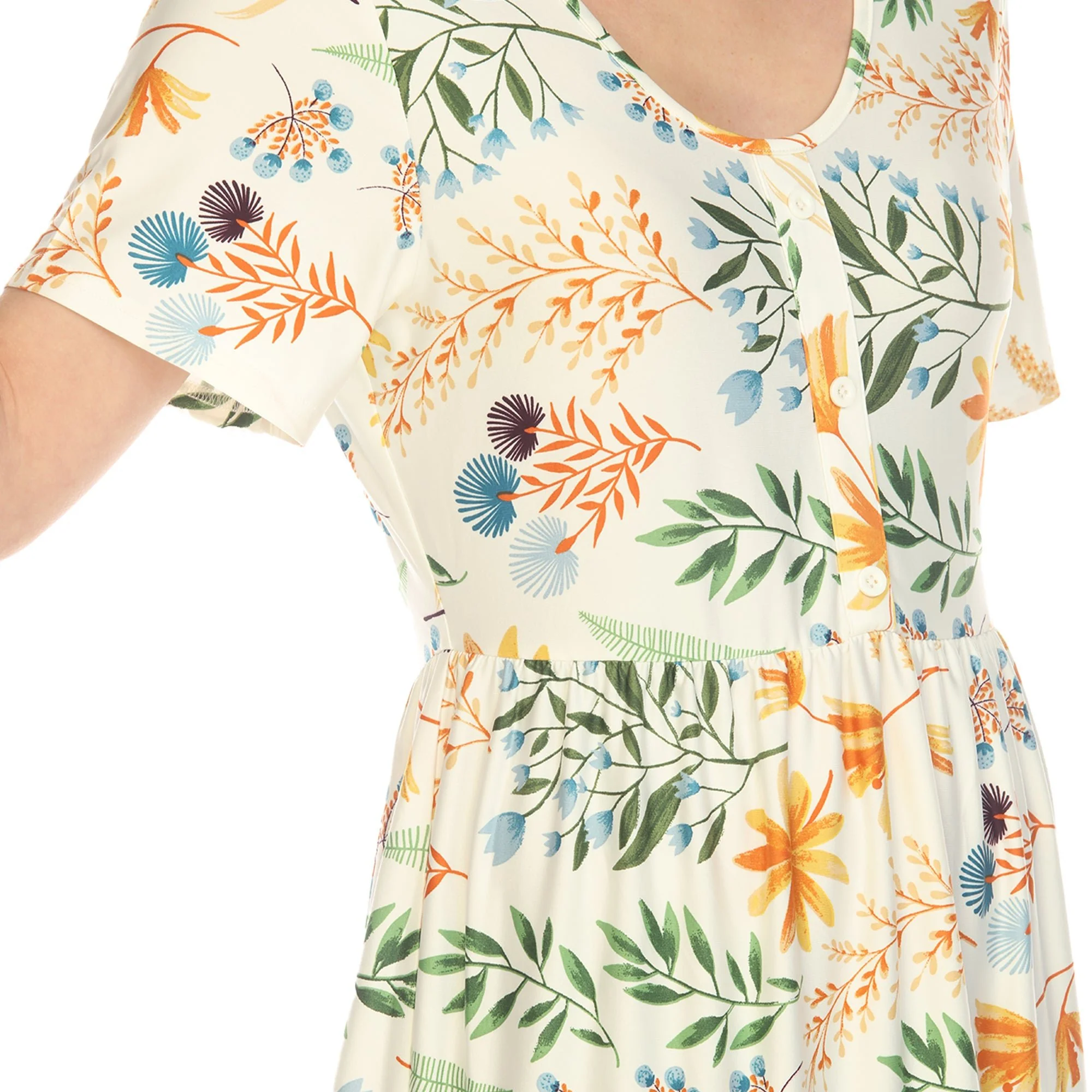 Floral Short Sleeve Knee Length Dress - Image 24