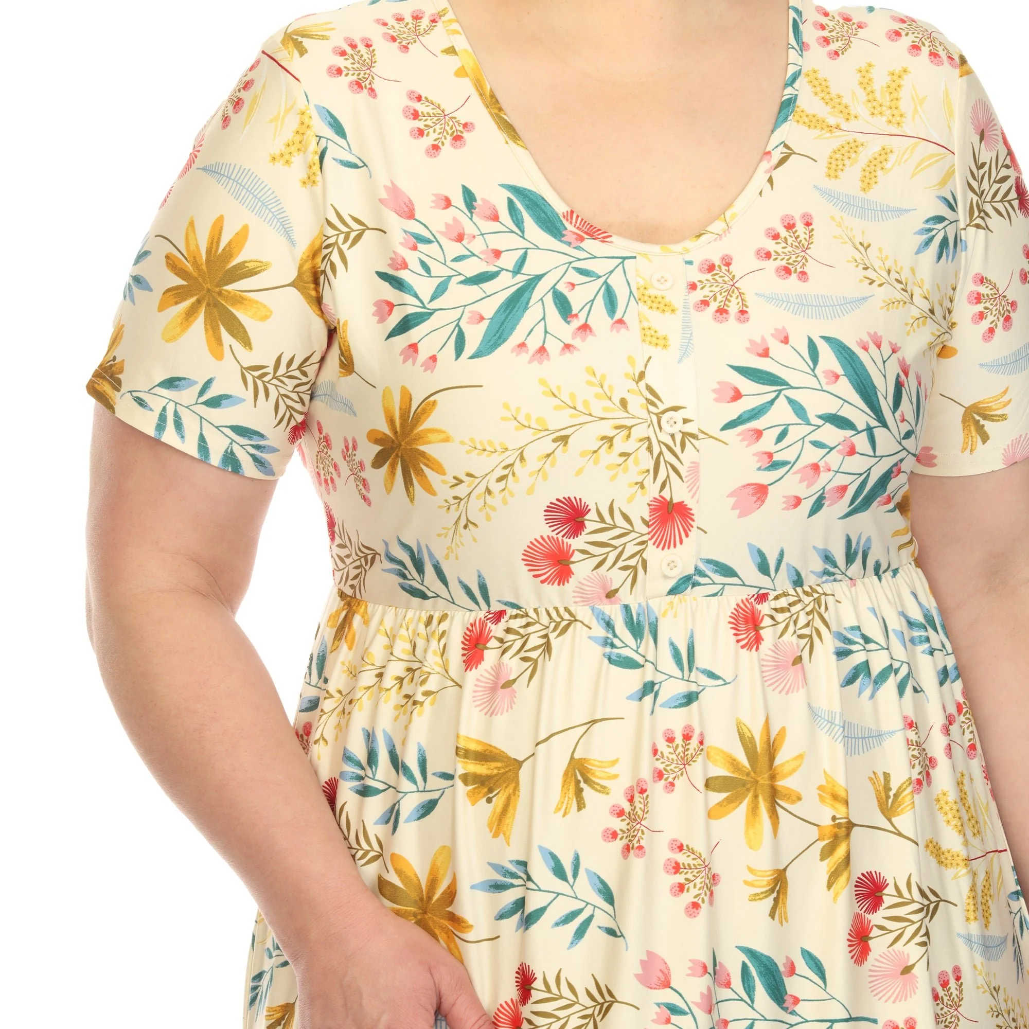 Floral Short Sleeve Knee Length Dress - Plus - Image 24