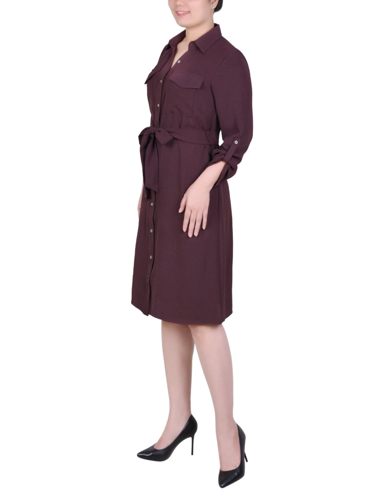 Fudge Long Roll Tab Sleeve Shirtdress - Image 2