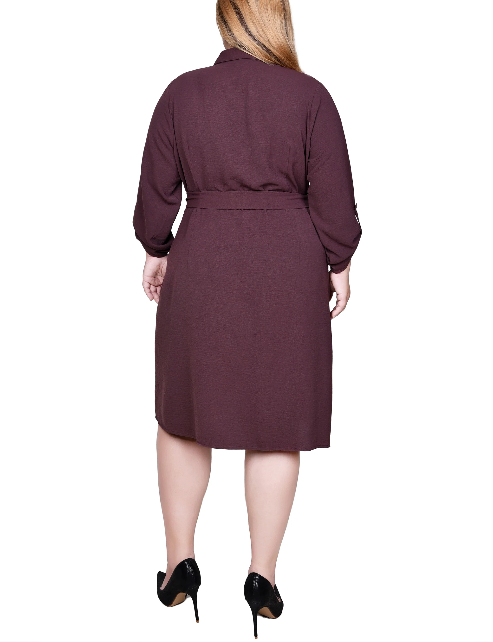 Fudge Long Roll Tab Sleeve Shirtdress - Plus - Image 3