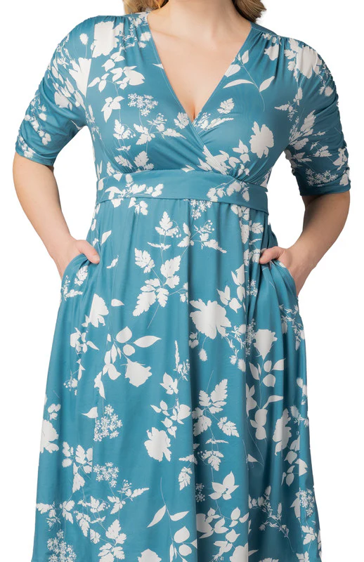 Gabriella Midi Dress  - Aqua Blooms -  Plus - Image 3