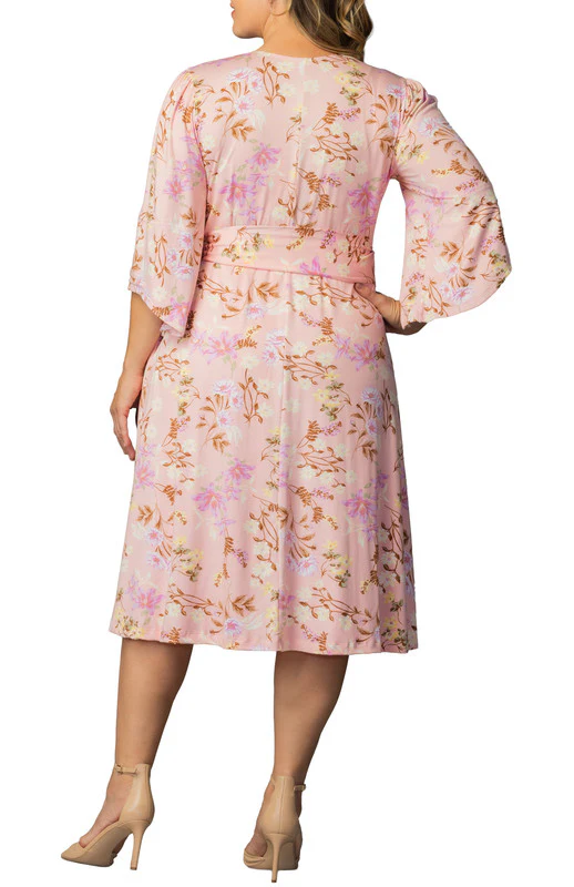 Gemini Wrap Dress  - Lively Peach Florals -  Plus - Image 3