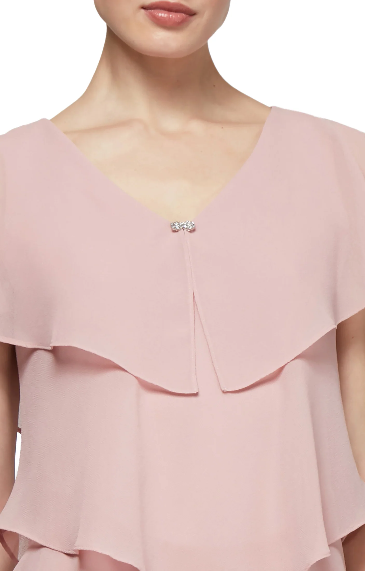 Georgette Tiered Cocktail Dress - Faded Rose - Petite - Image 3