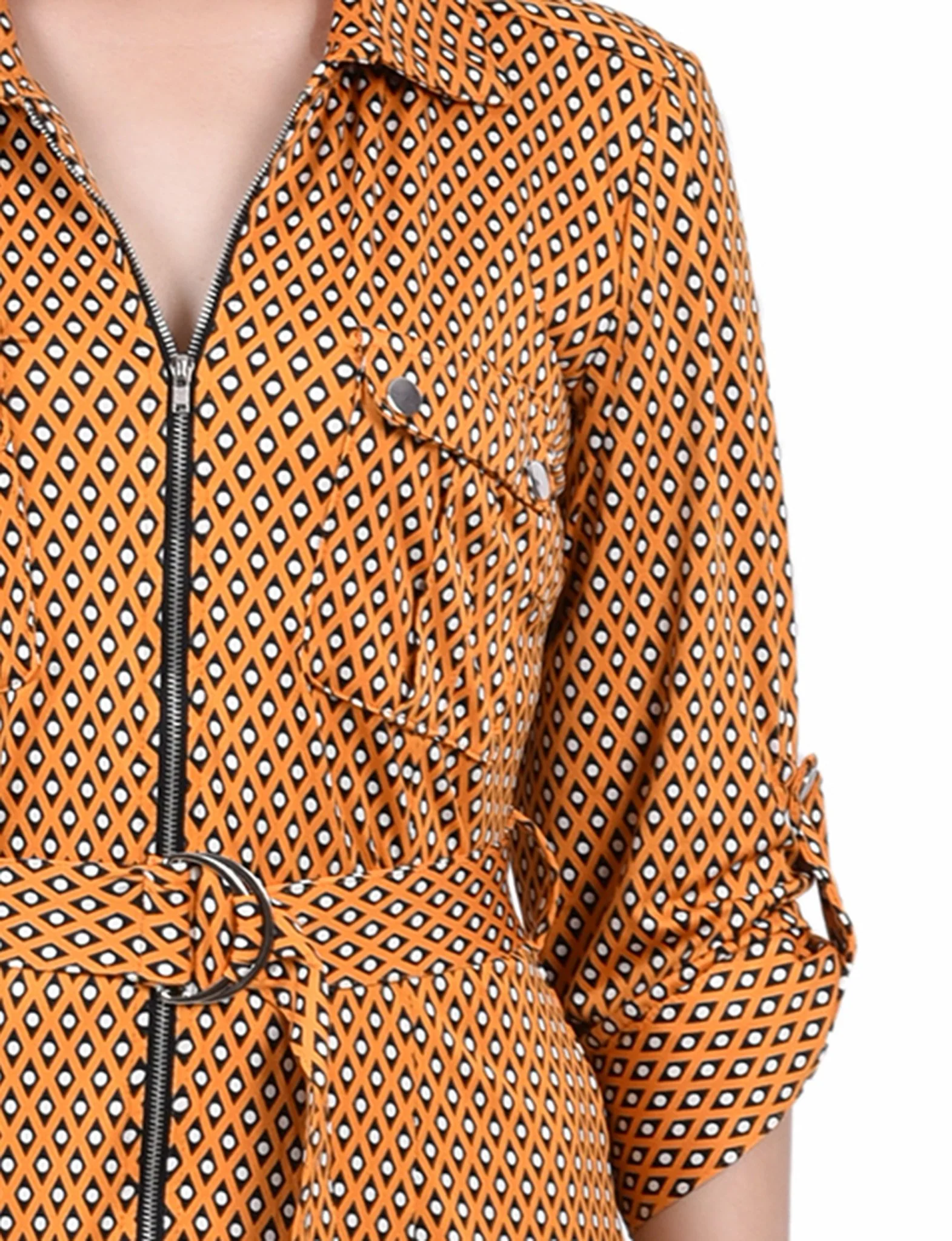 Golden Black Lil Elle Belted Roll Tab Zip Front Shirtdress - Petite - Image 4