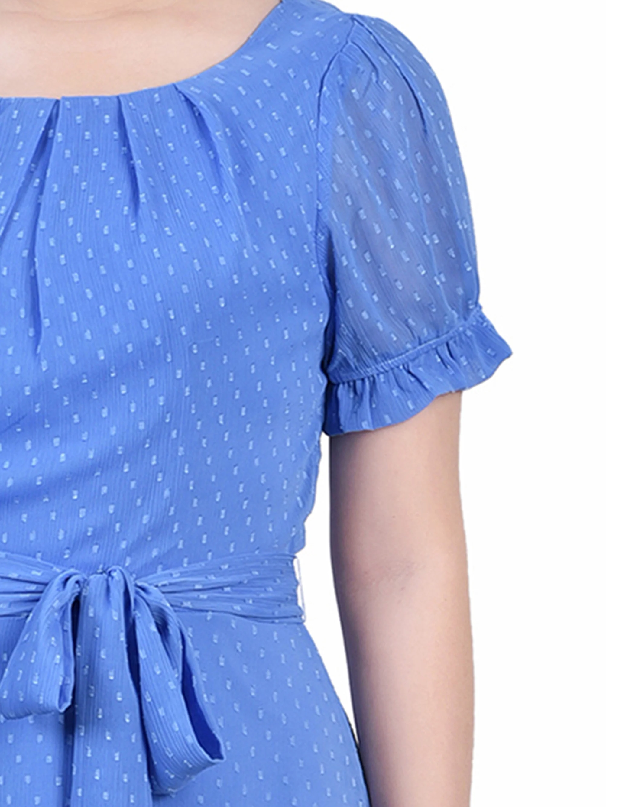 Granada Sky Short Sleeve Belted Swiss Dot Dress - Image 4