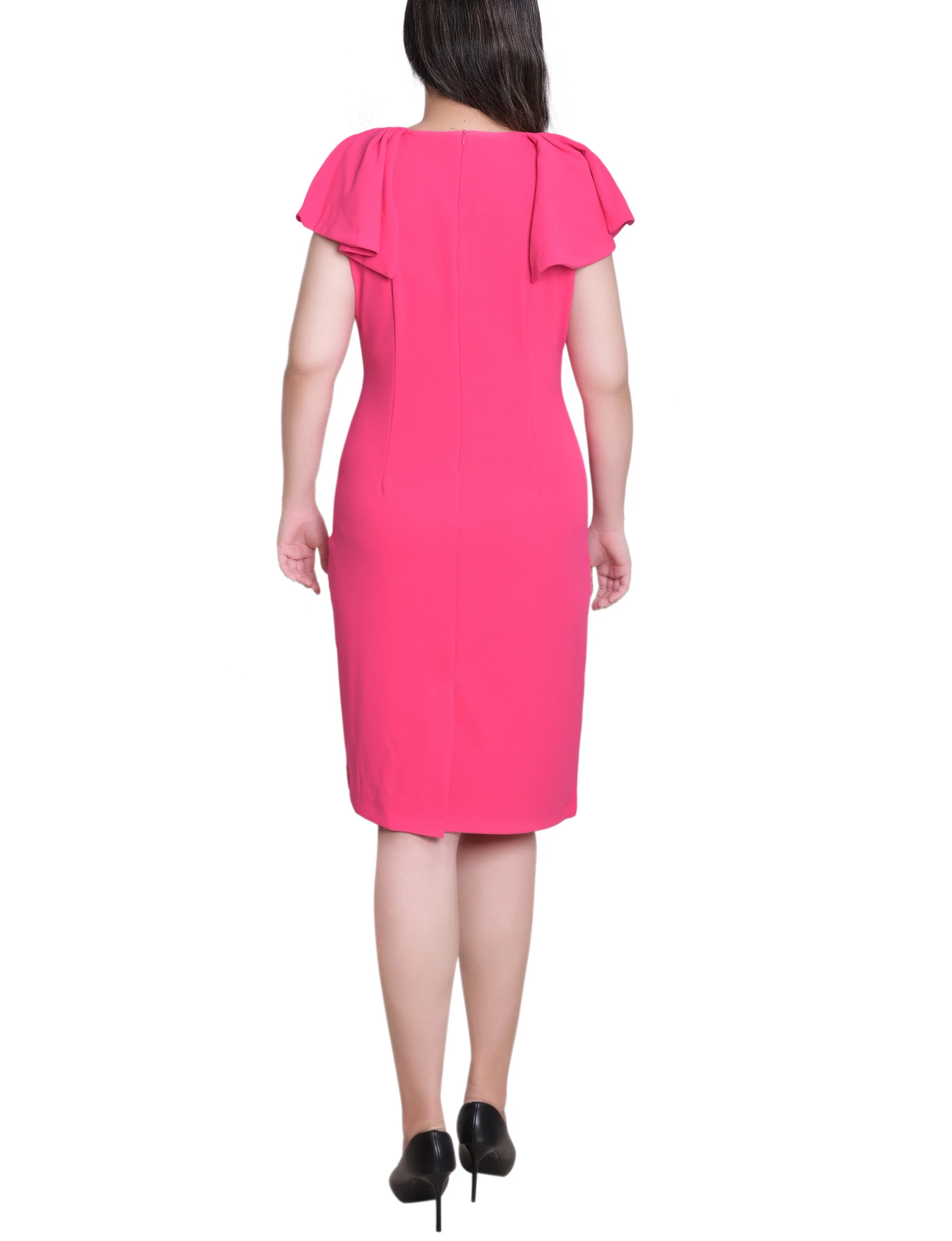 Havana Pink Flutter Sleeve Sheath Dress - Image 4