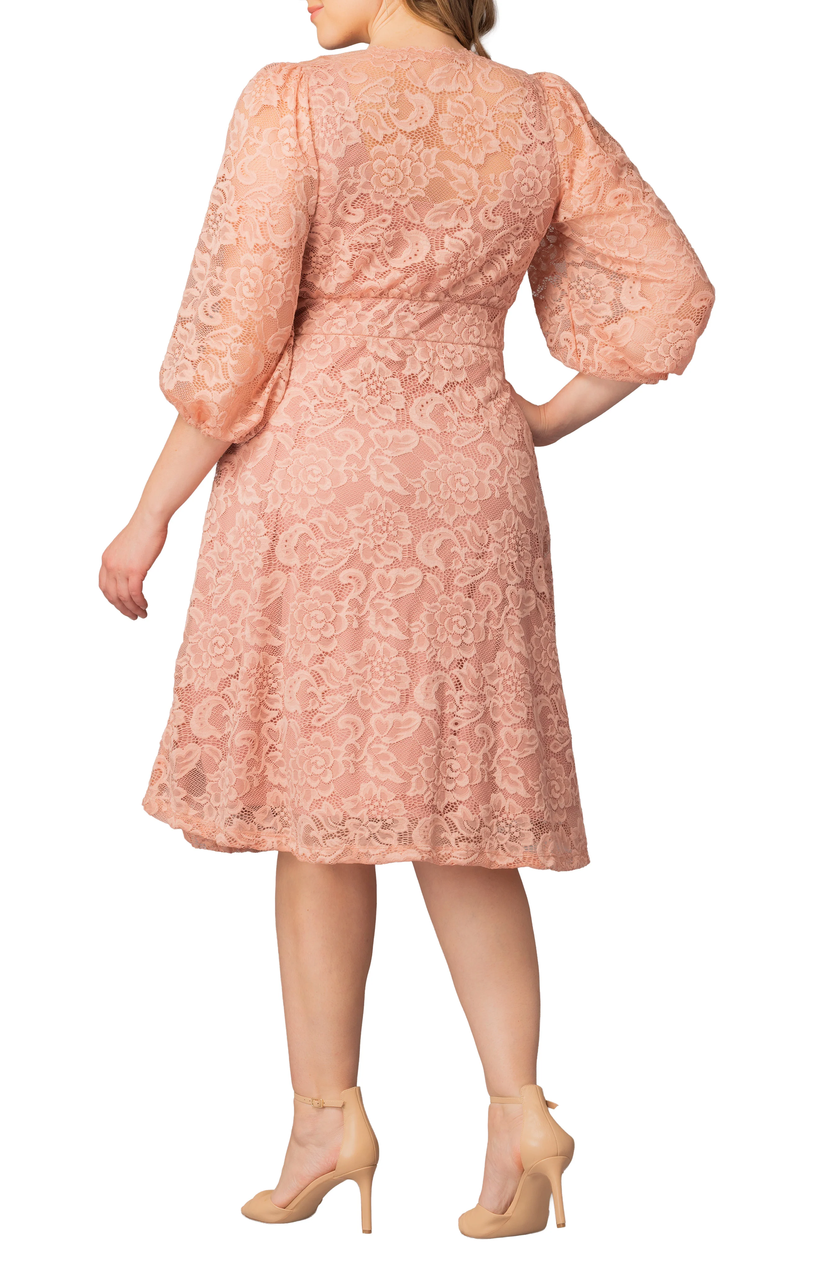 Hepburn Lace Cocktail Dress  -Blush Pink -  Plus - Image 2