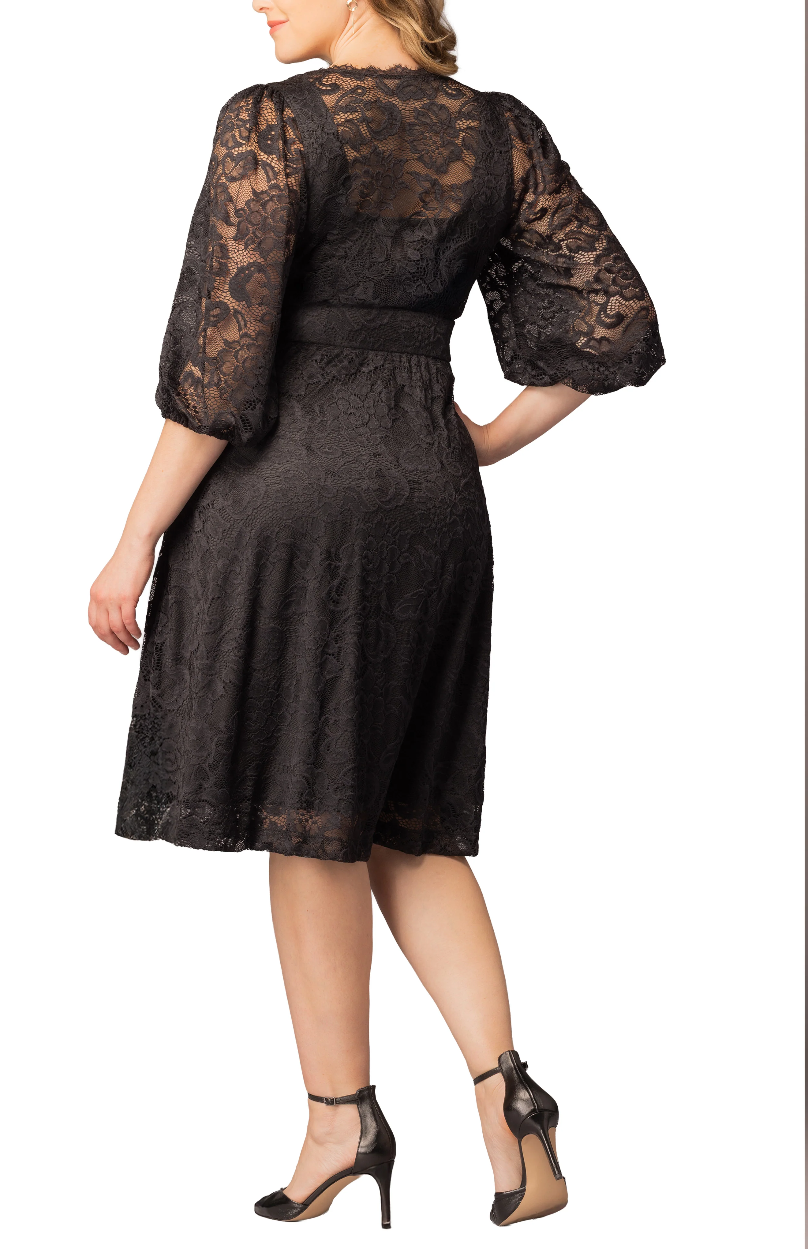 Hepburn Lace Cocktail Dress  -Onyx -  Plus - Image 2