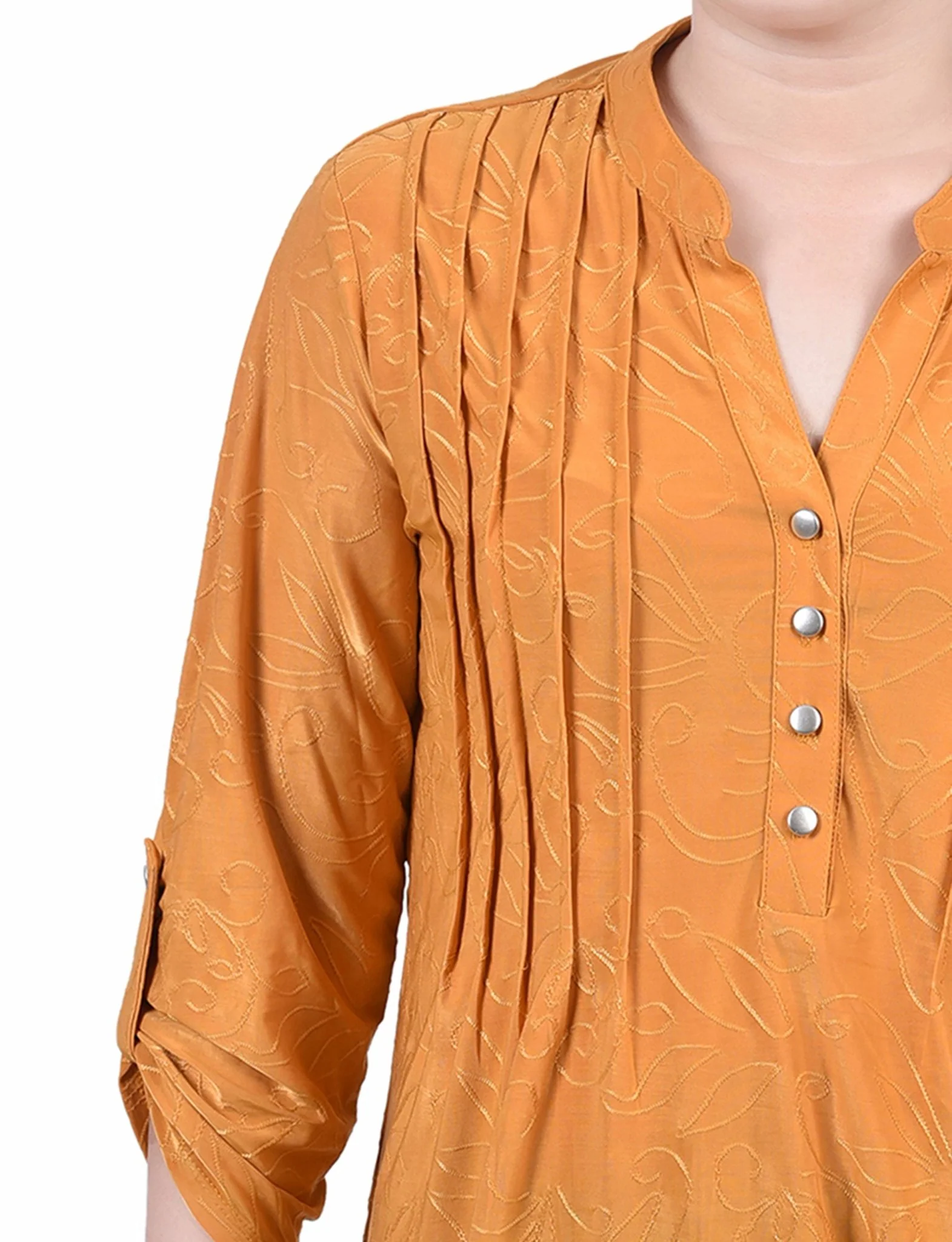 Inca Gold 3/4 Roll Tab Pullover Top - Petite - Image 3