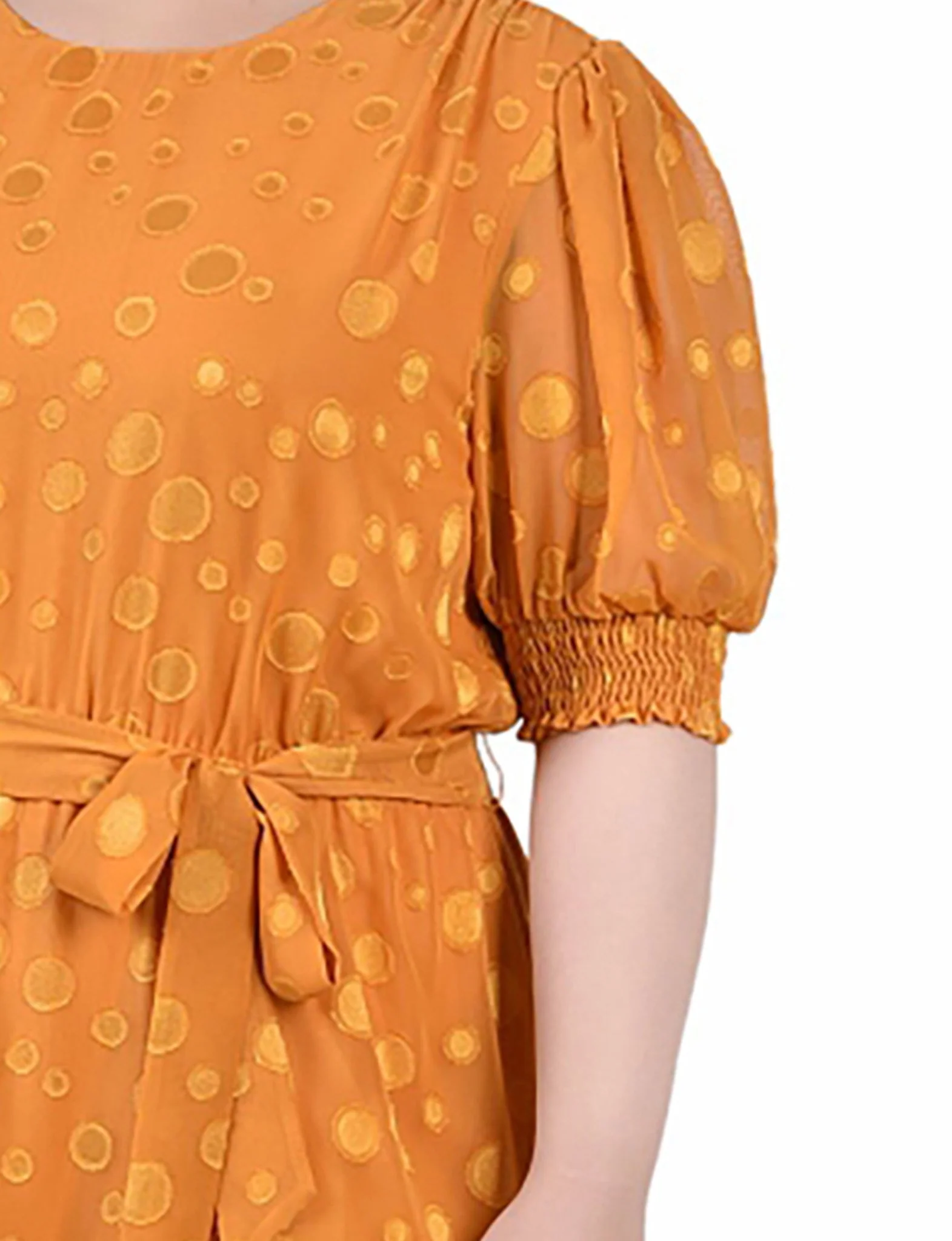 Inca Gold Elbow Sleeve Swiss Dot Dress - Plus - Image 4