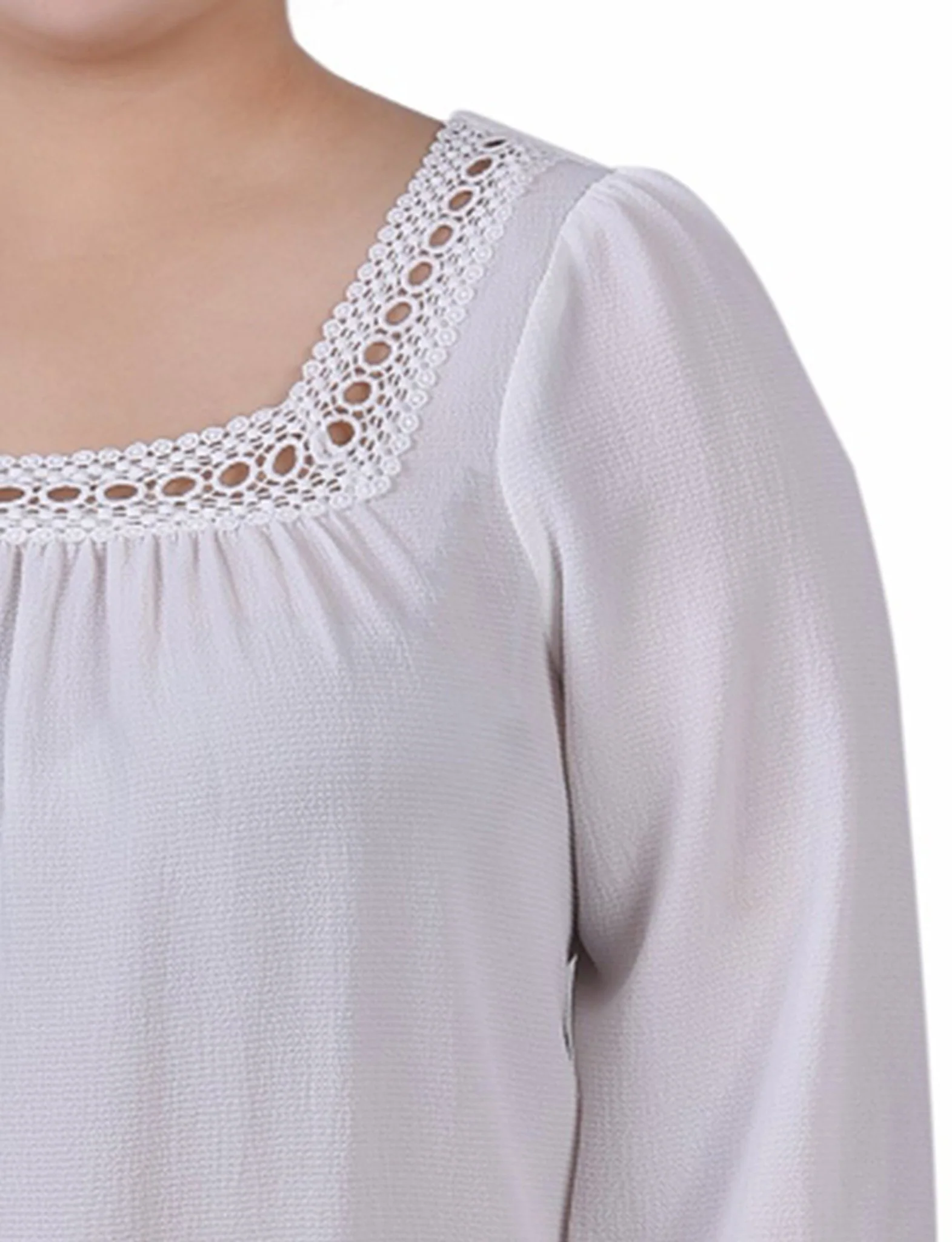 Ivory 3/4 Sleeve Square Neck Blouse - Plus - Image 3