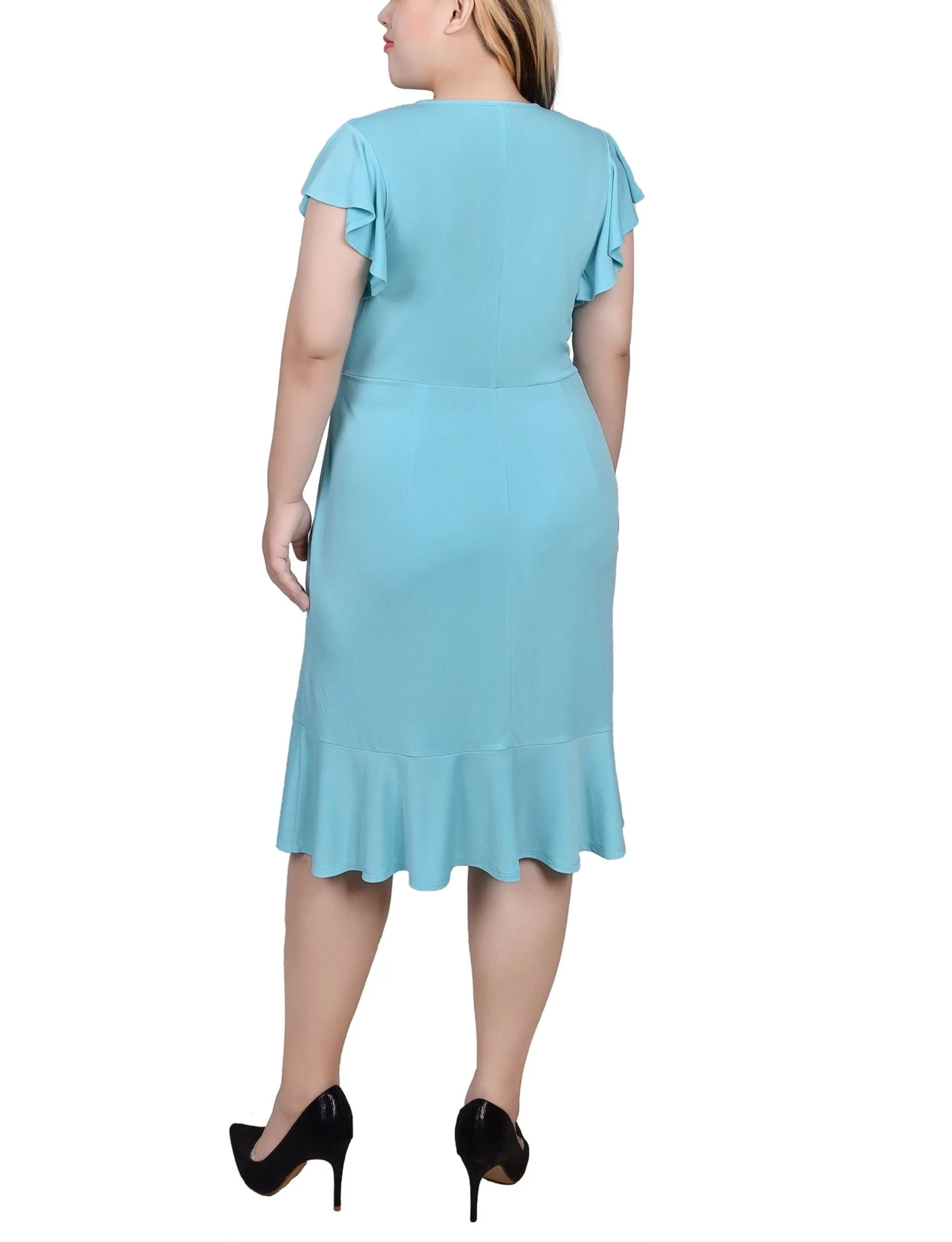 Jade Flutter Sleeve Dress With Flounced Hem - Plus - Image 3