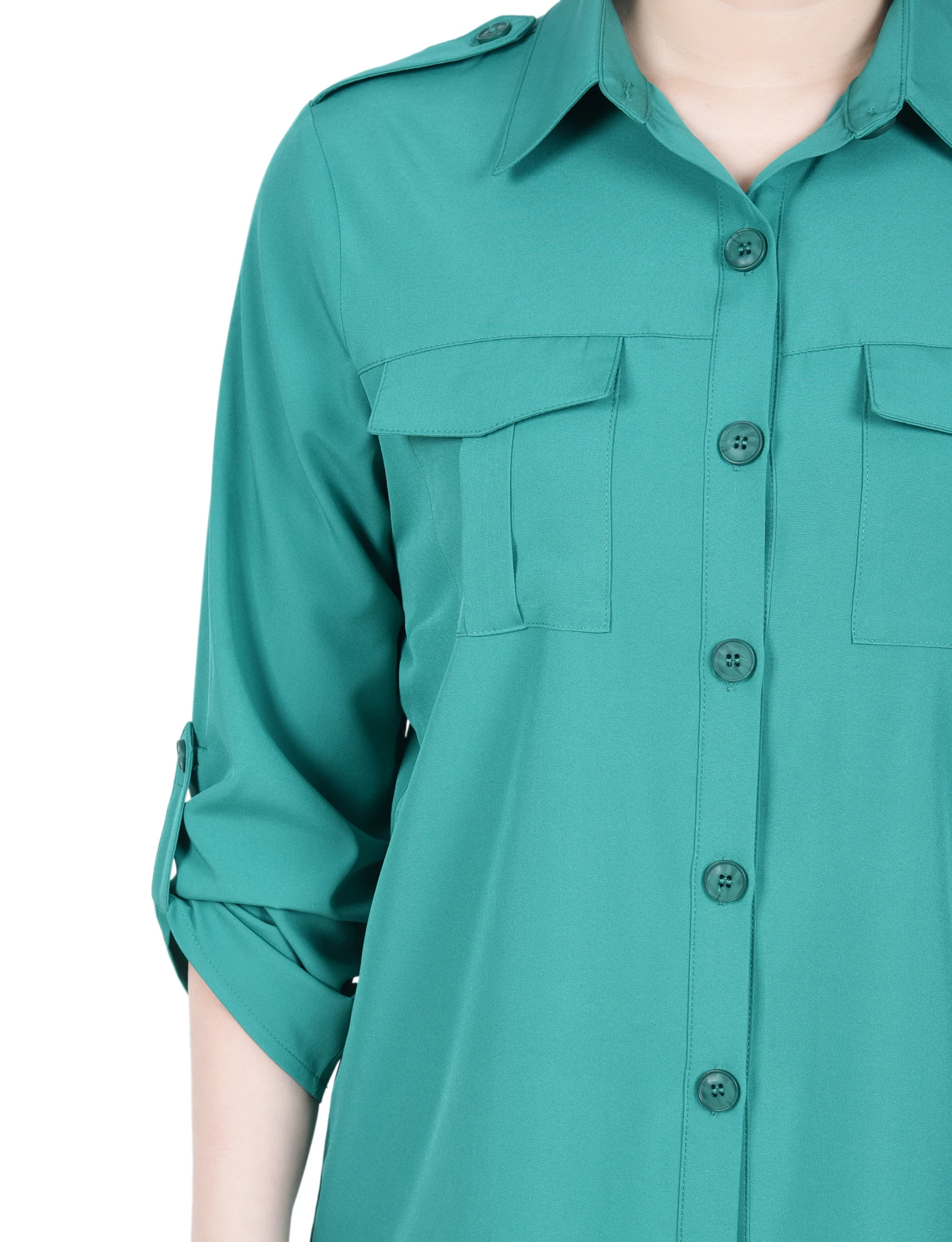 Jelly Bean 3/4 Sleeve Roll Tab Blouse - Image 3