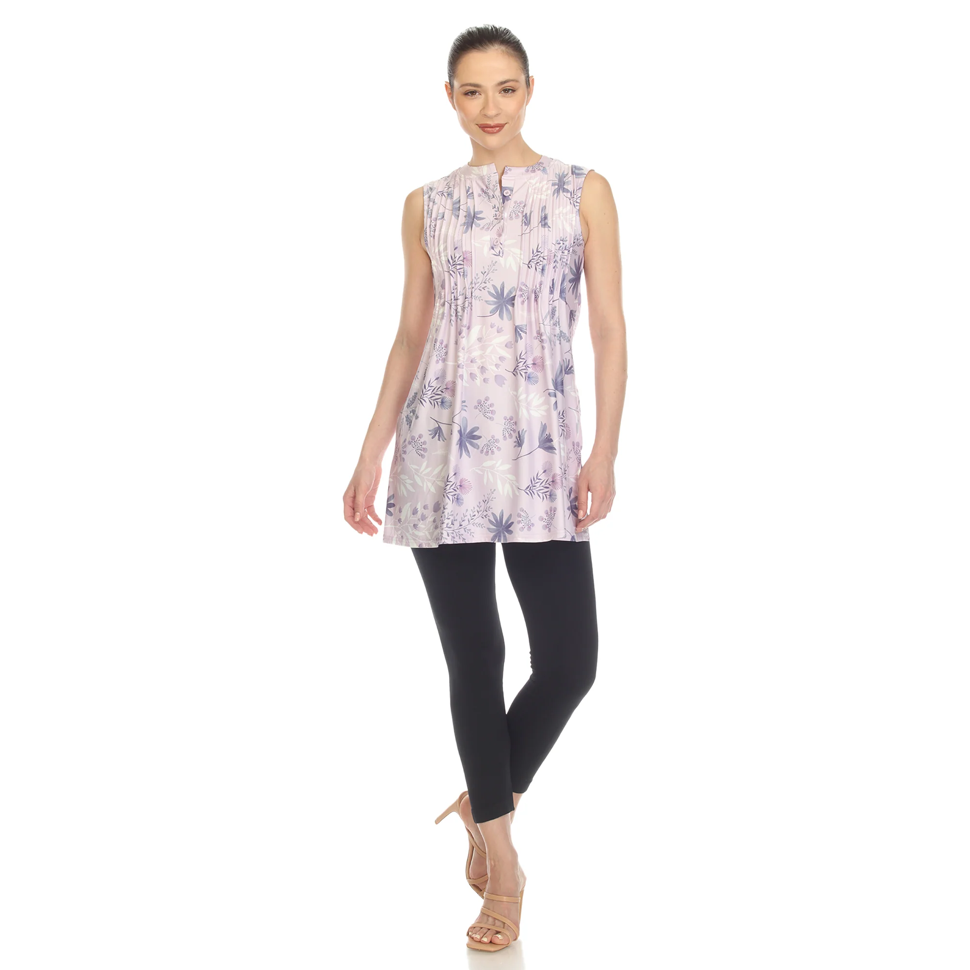 Lavender Floral Sleeveless Tunic Top - Image 5
