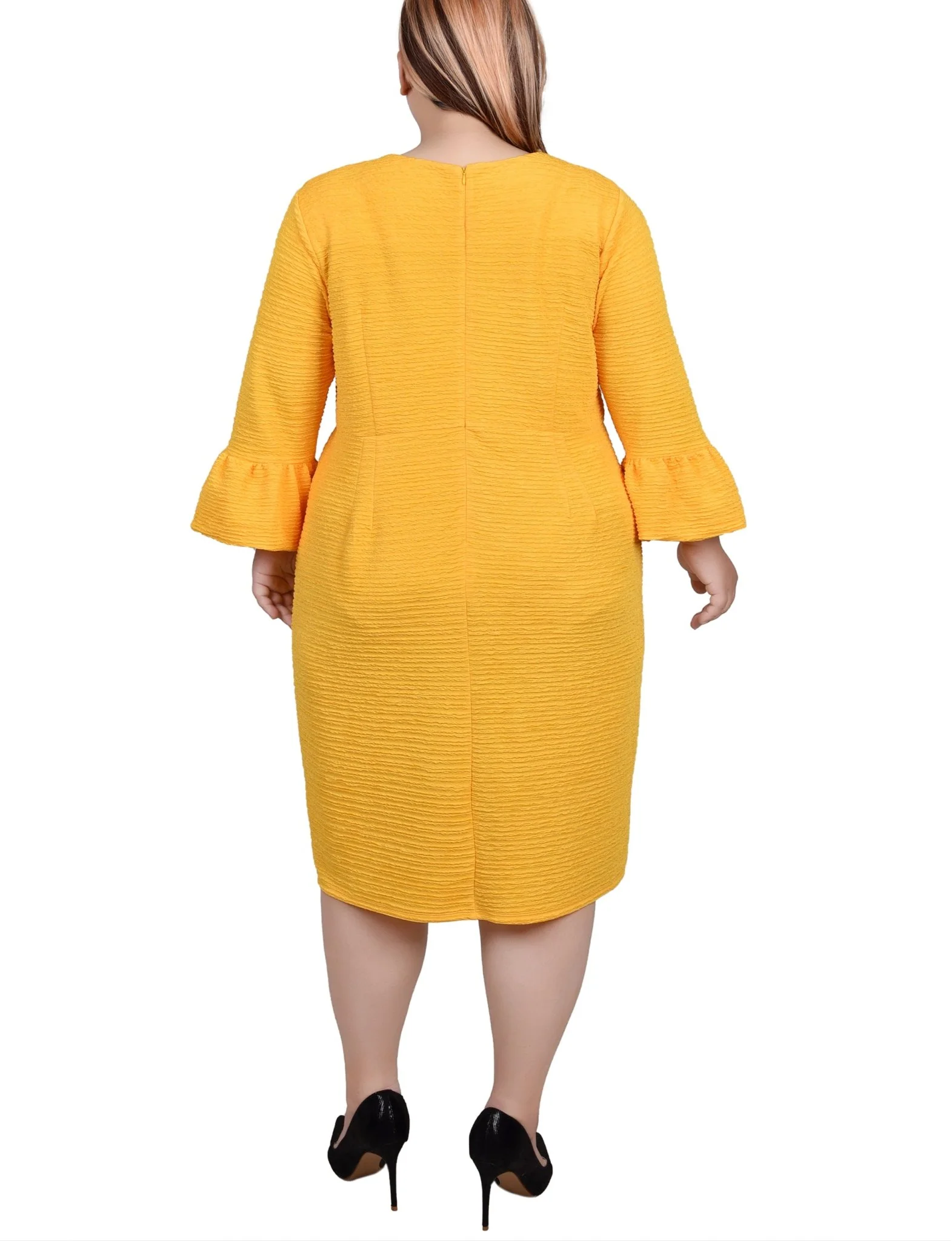 Lemon 3/4 Length Pearl Detail Dress - Plus - Image 3