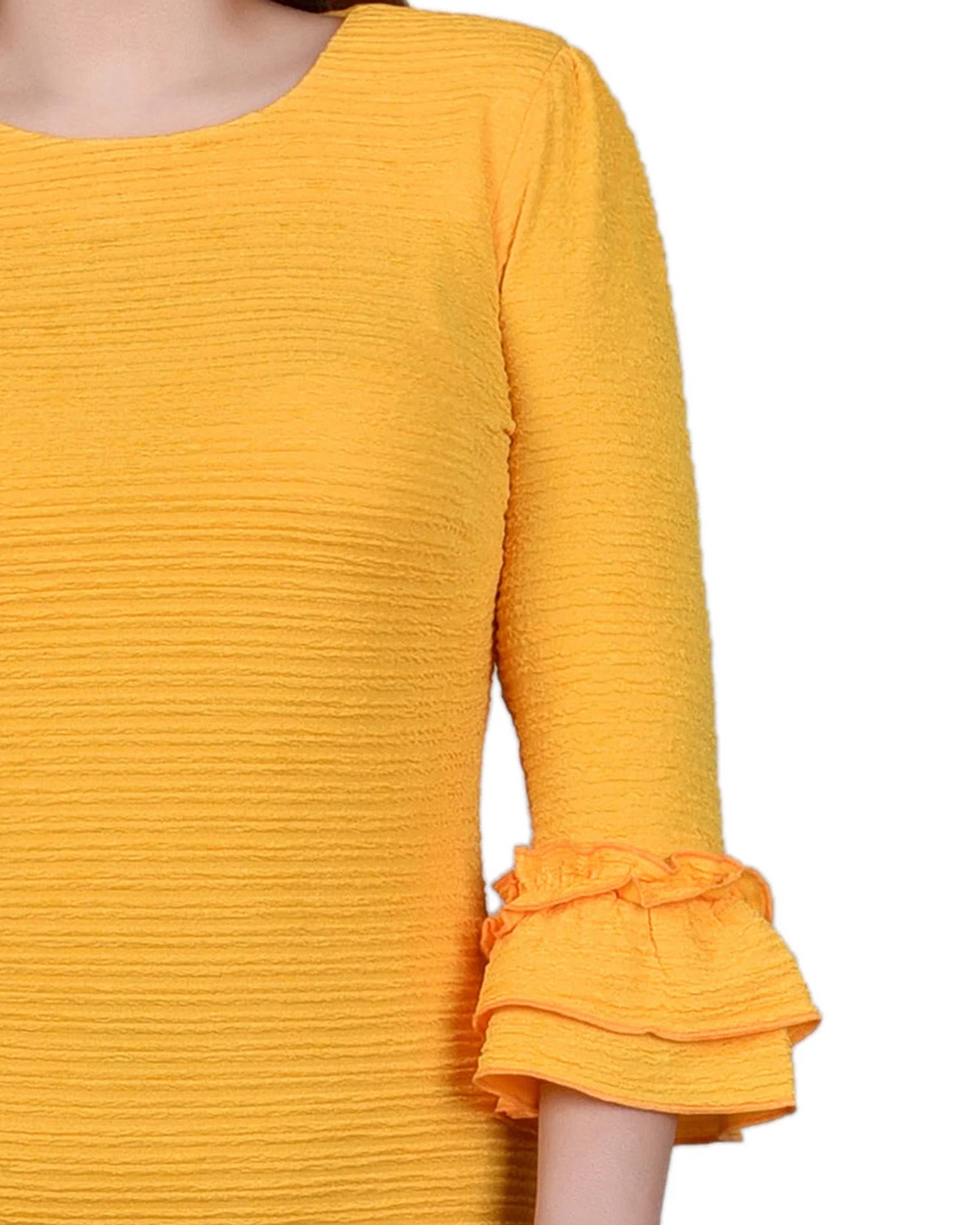 Lemon 3/4 Sleeve Textured Knit Dress - Image 4