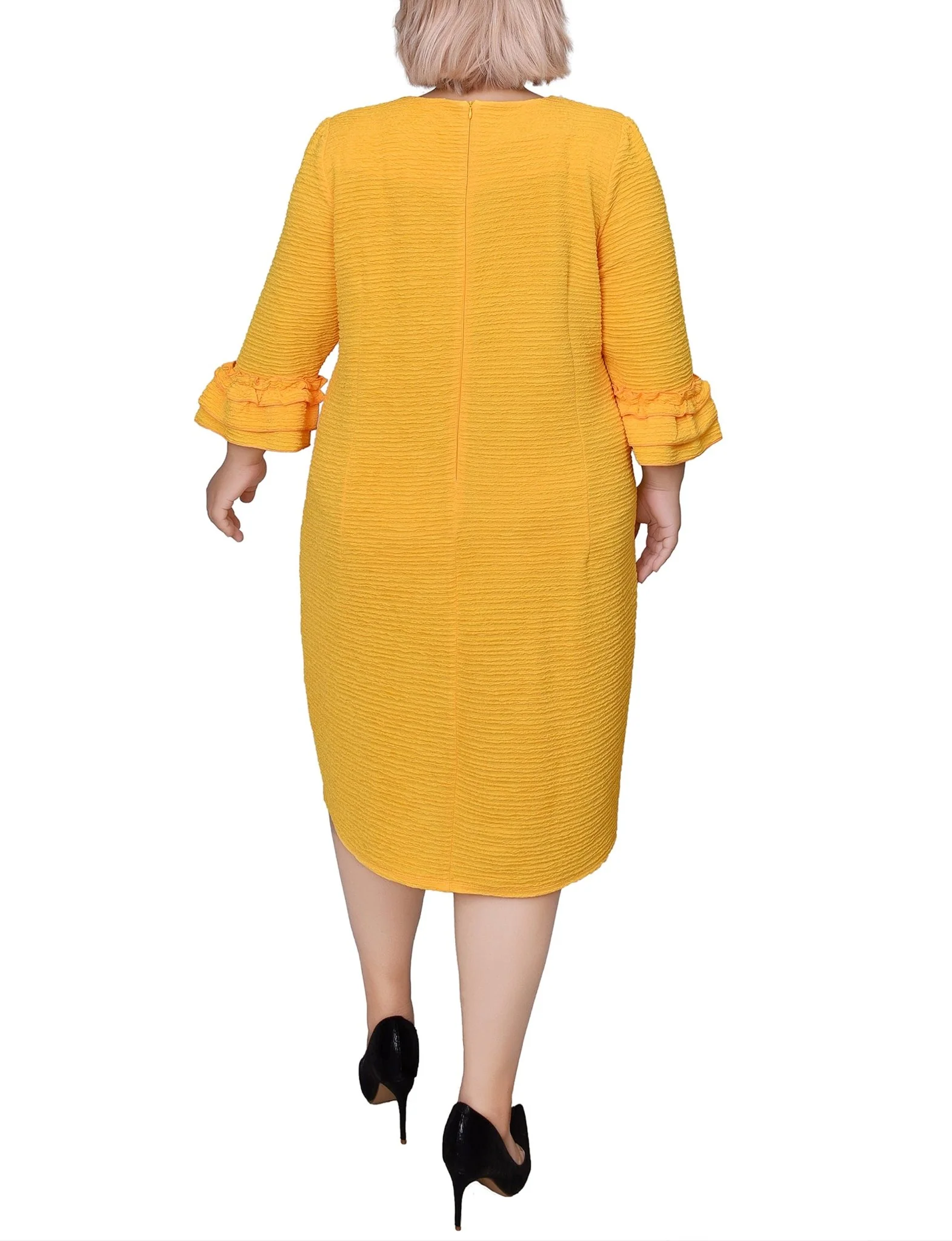 Lemon 3/4 Sleeve Textured Knit Dress - Plus - Image 3