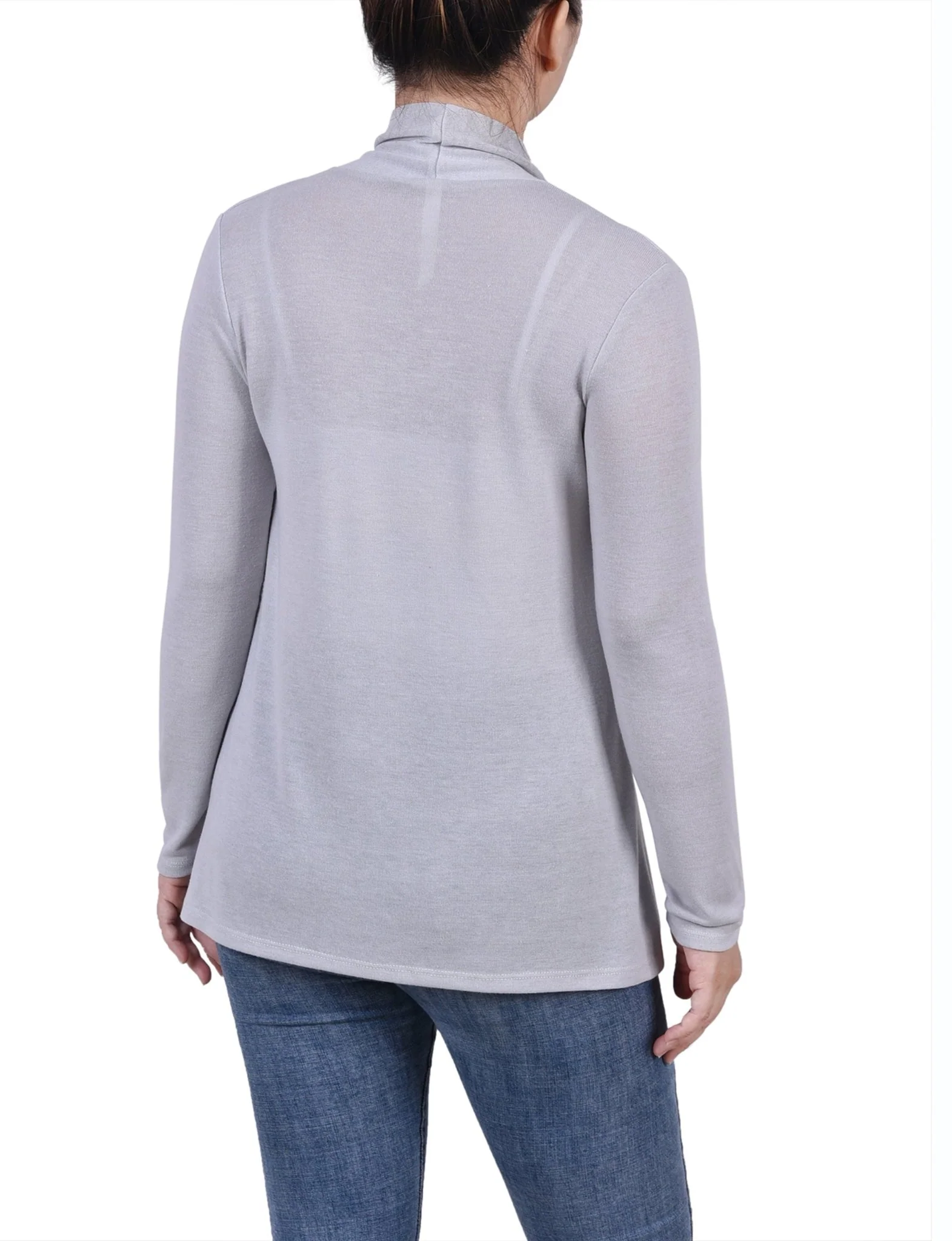 Light Grey Long Sleeve Swing Cardigan - Image 4