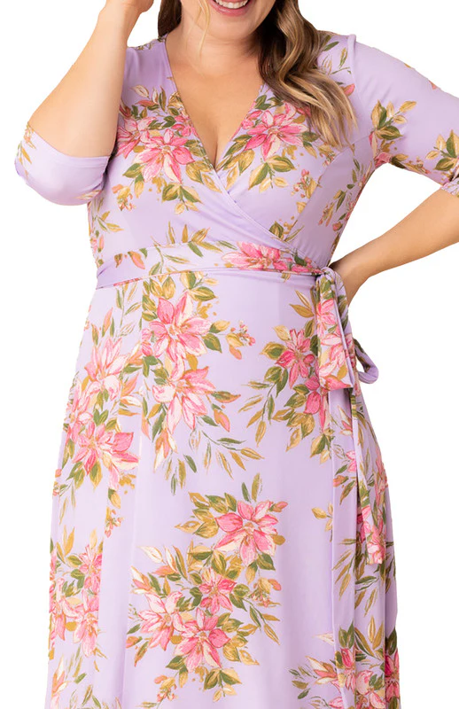 Lilac Floral Signature Wrap Dress - Plus - Image 3