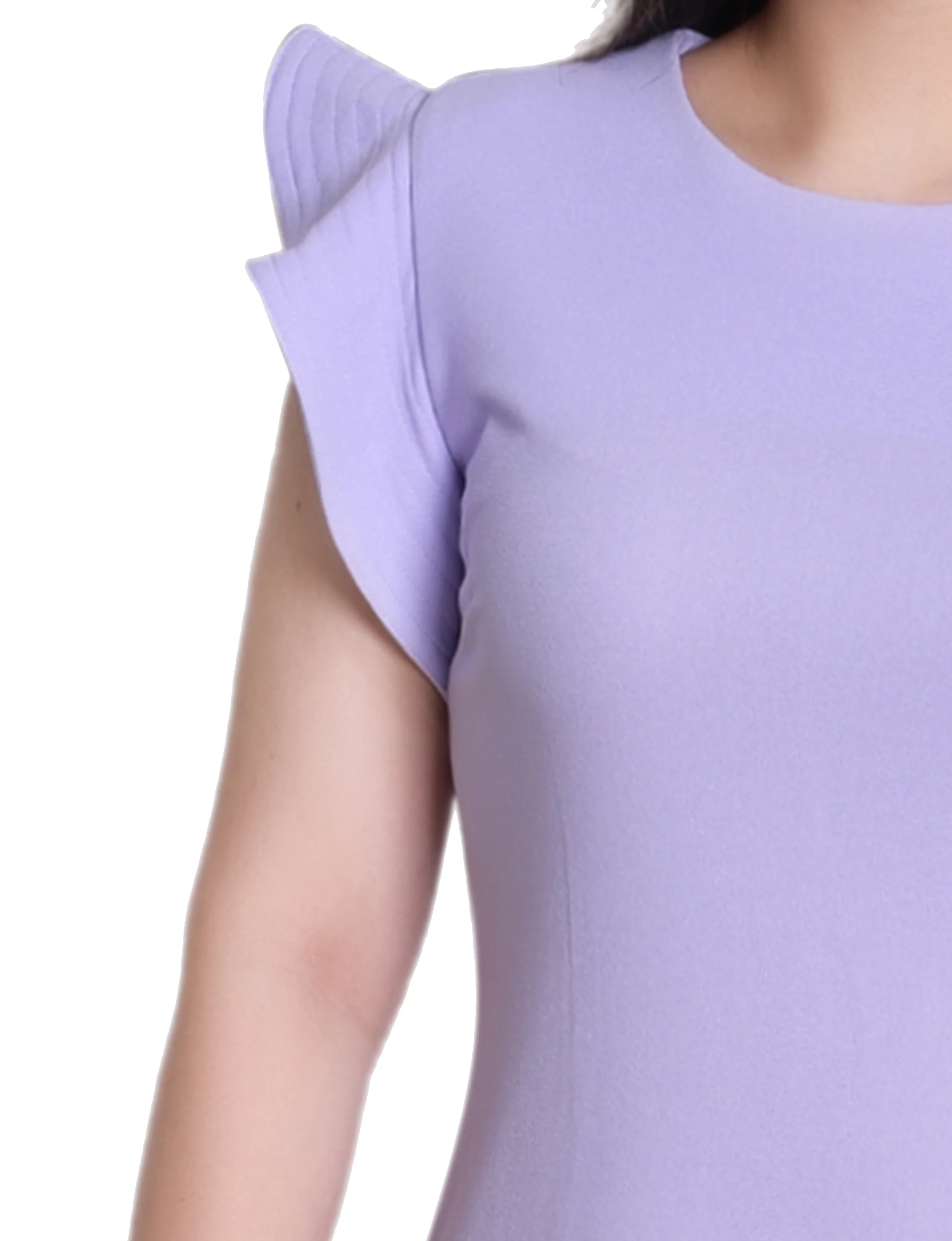 Lilac Ruffle Sleeve Scuba Dress - Image 2
