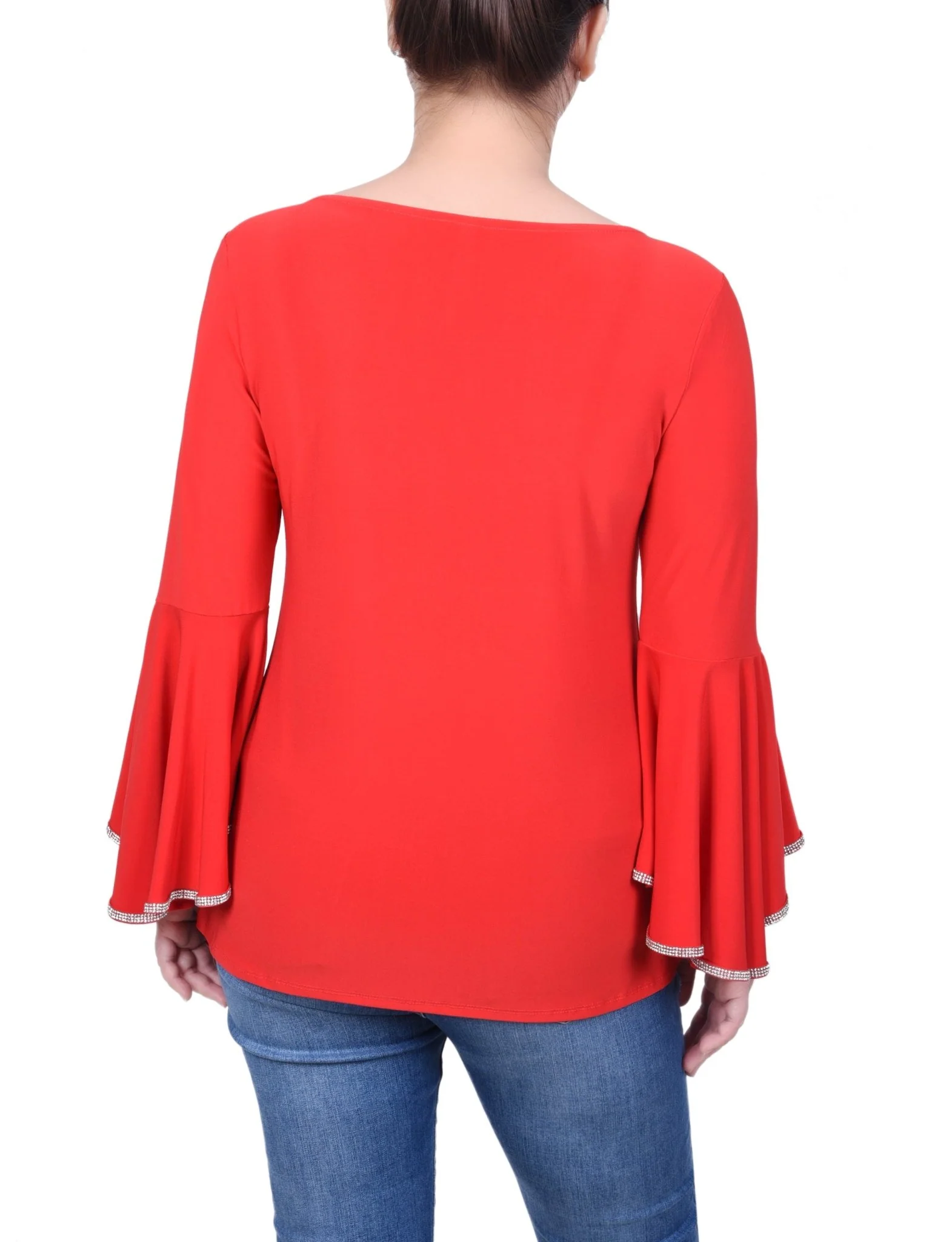 Long Bell Sleeve Tunic Top With Stone Details - Petite - Image 4