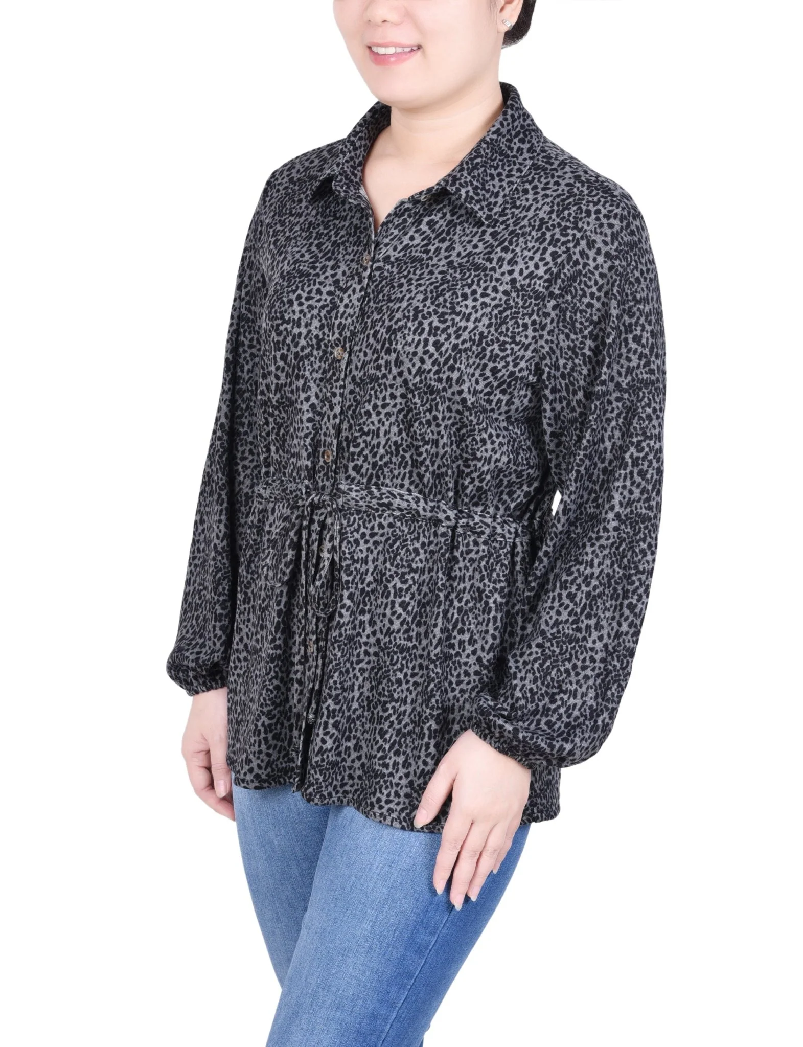 Long Dolman Sleeve Drawstring-Waist Tunic Top - Petite - Image 14
