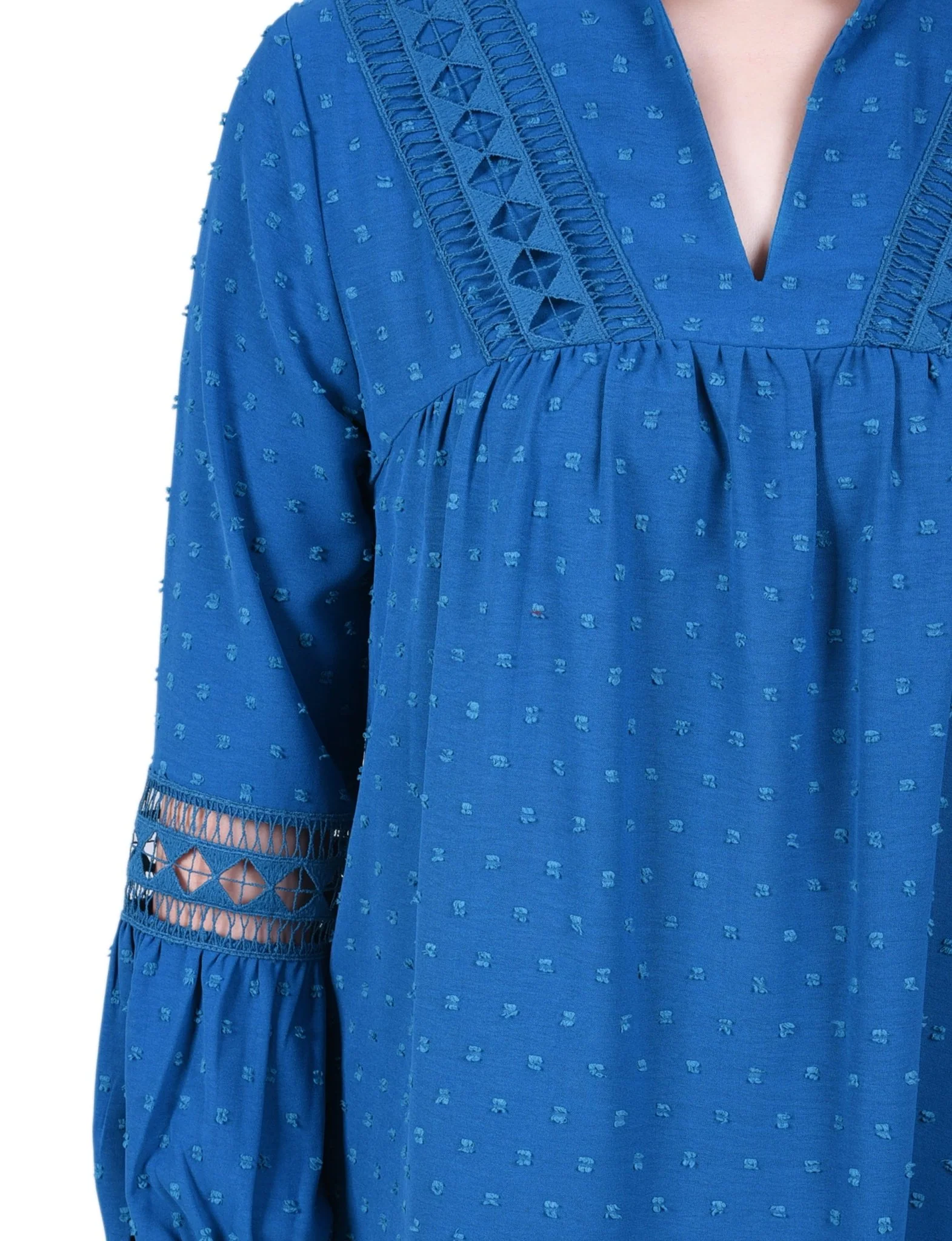 Long Sleeve Blouse With Crochet Trim - Petite - Image 3