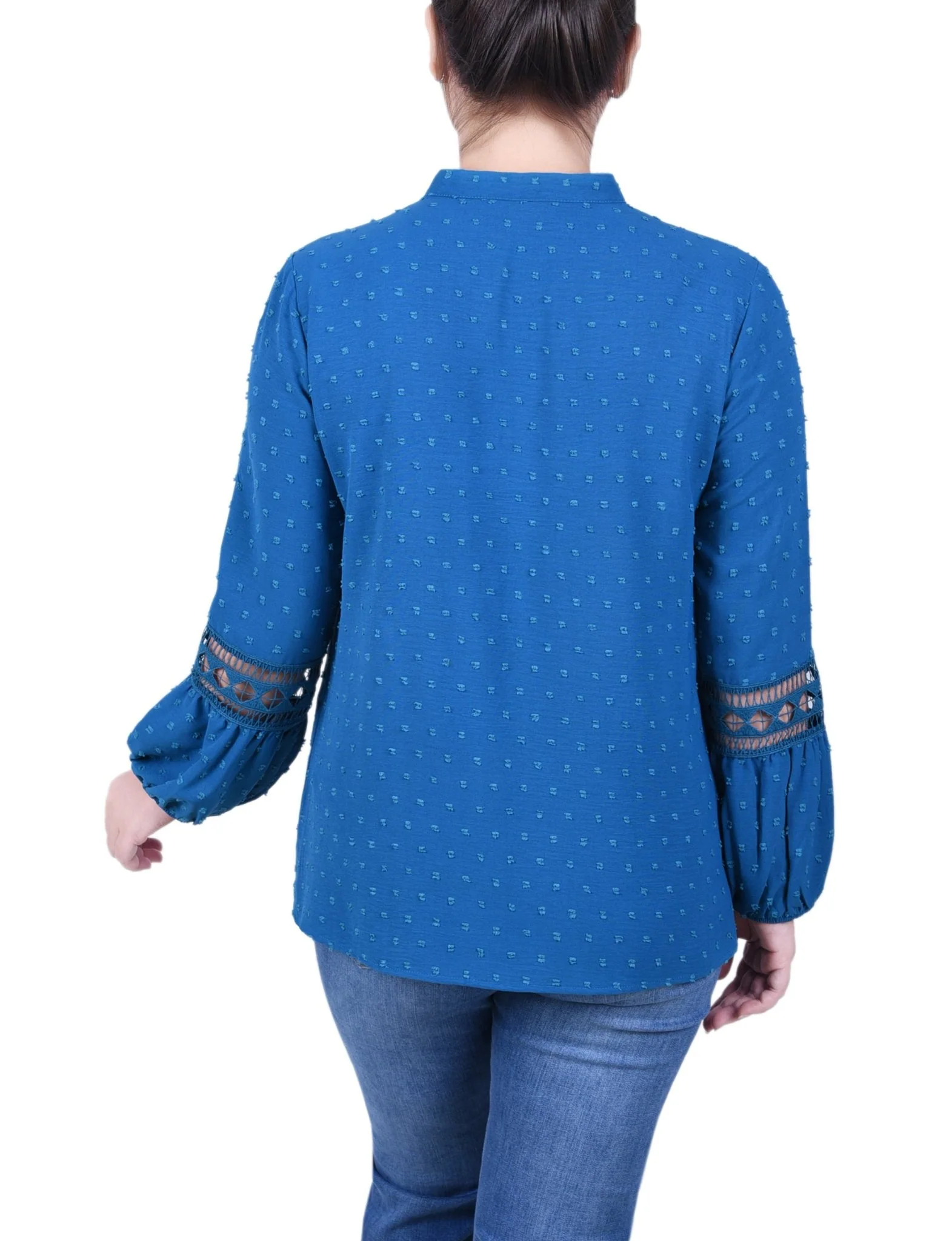 Long Sleeve Blouse With Crochet Trim - Petite - Image 4