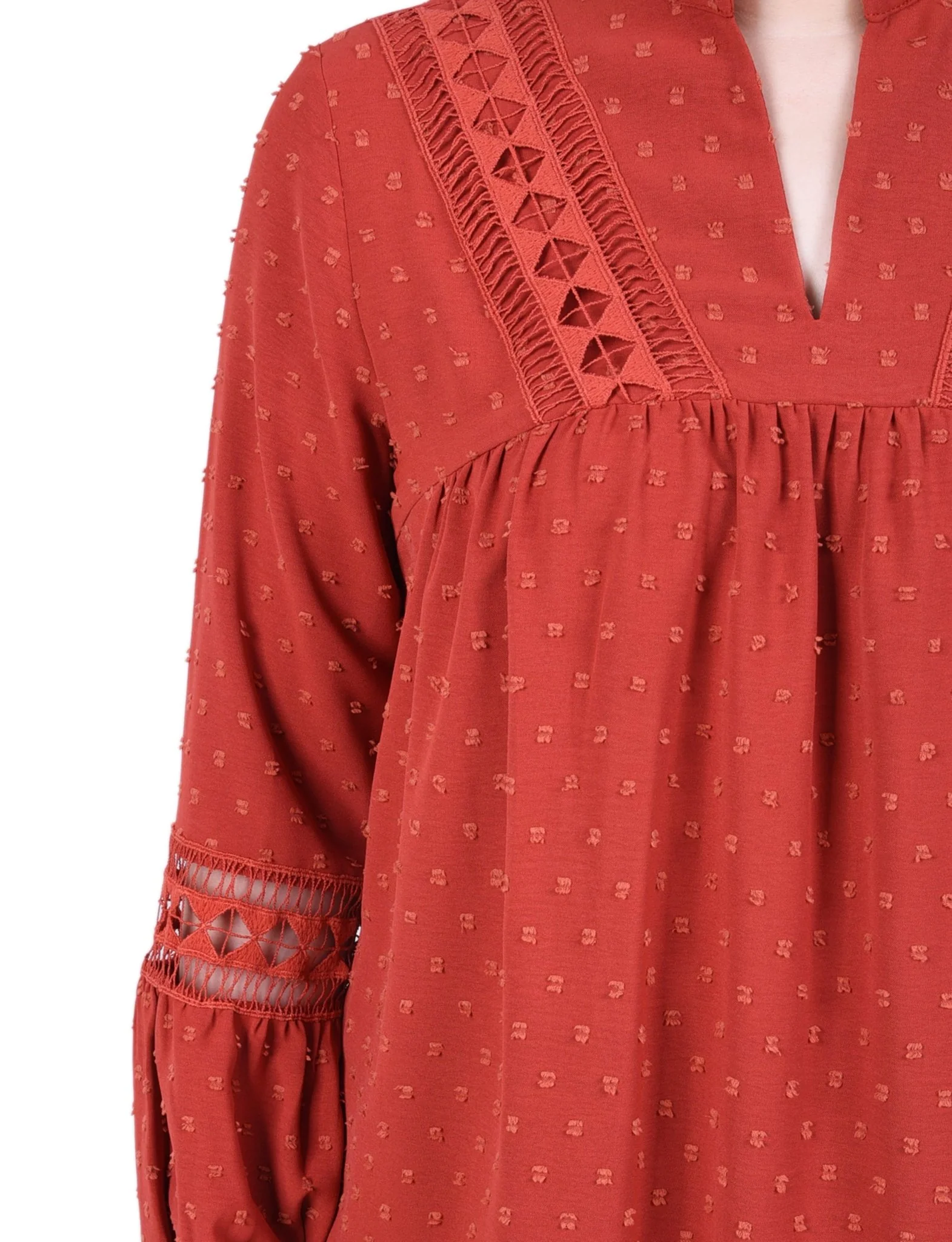 Long Sleeve Blouse With Crochet Trim - Petite - Image 7