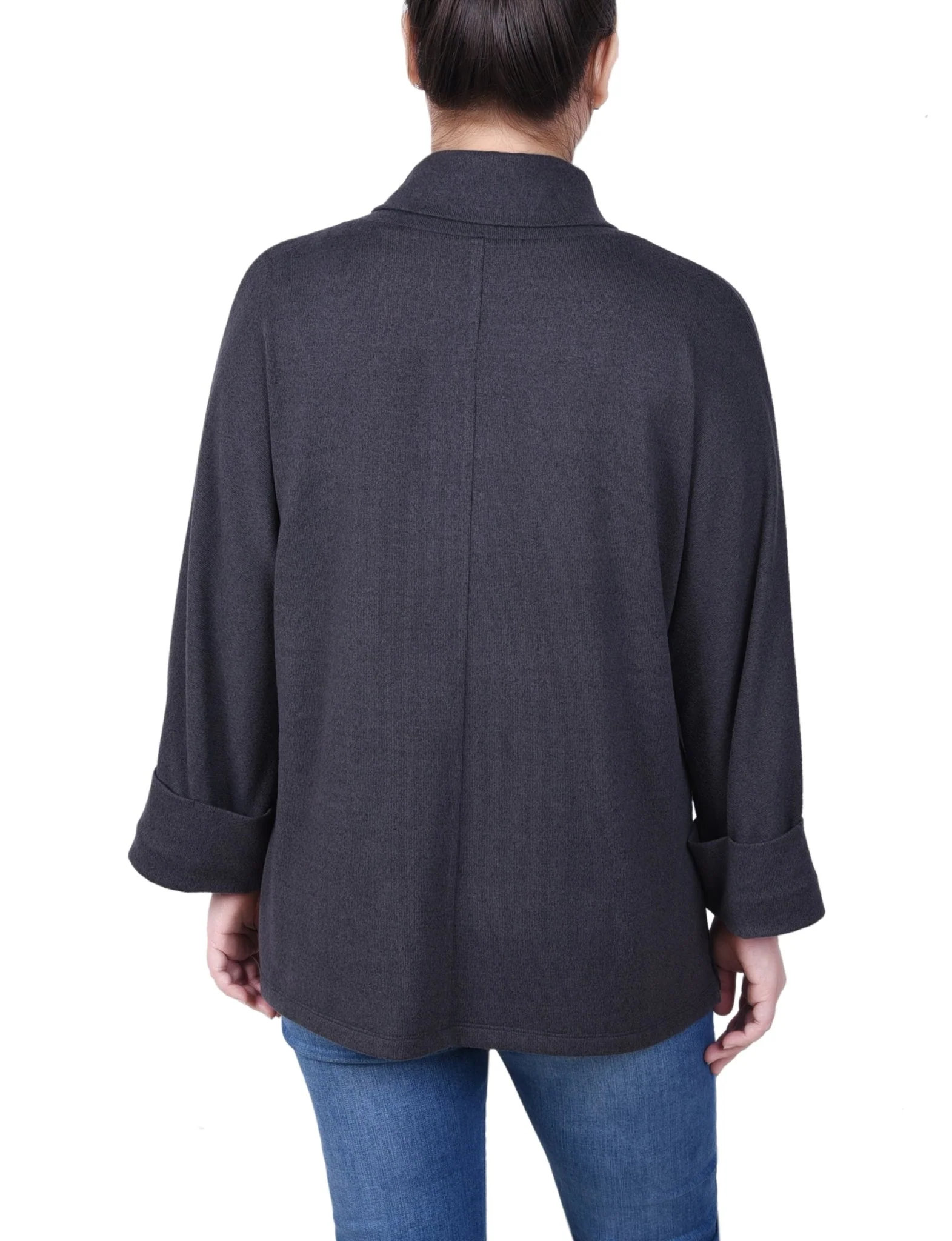 Long Sleeve Shawl Collar Top With Pockets - Petite - Image 8
