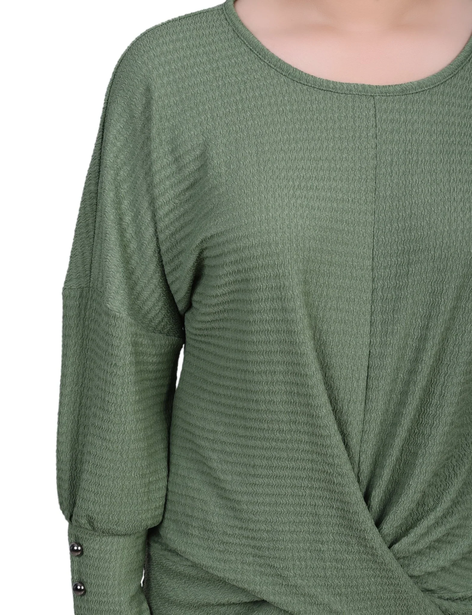 Long Sleeve Textured Knit Top - Petite - Image 3