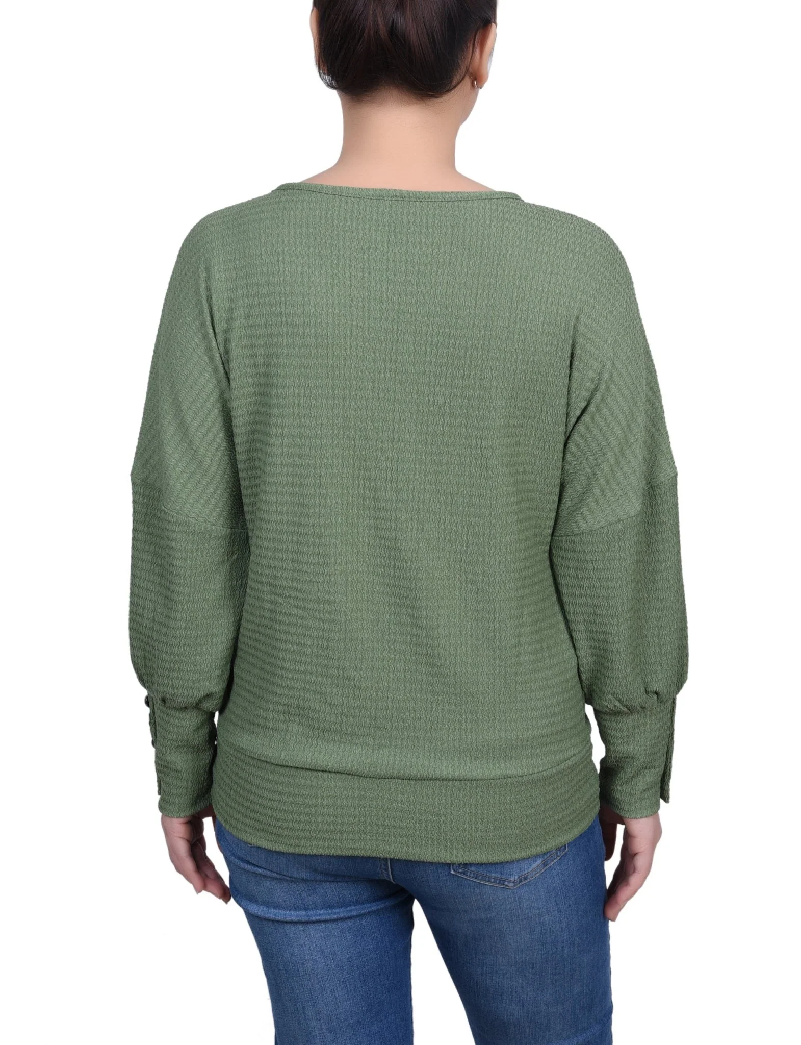 Long Sleeve Textured Knit Top - Petite - Image 4