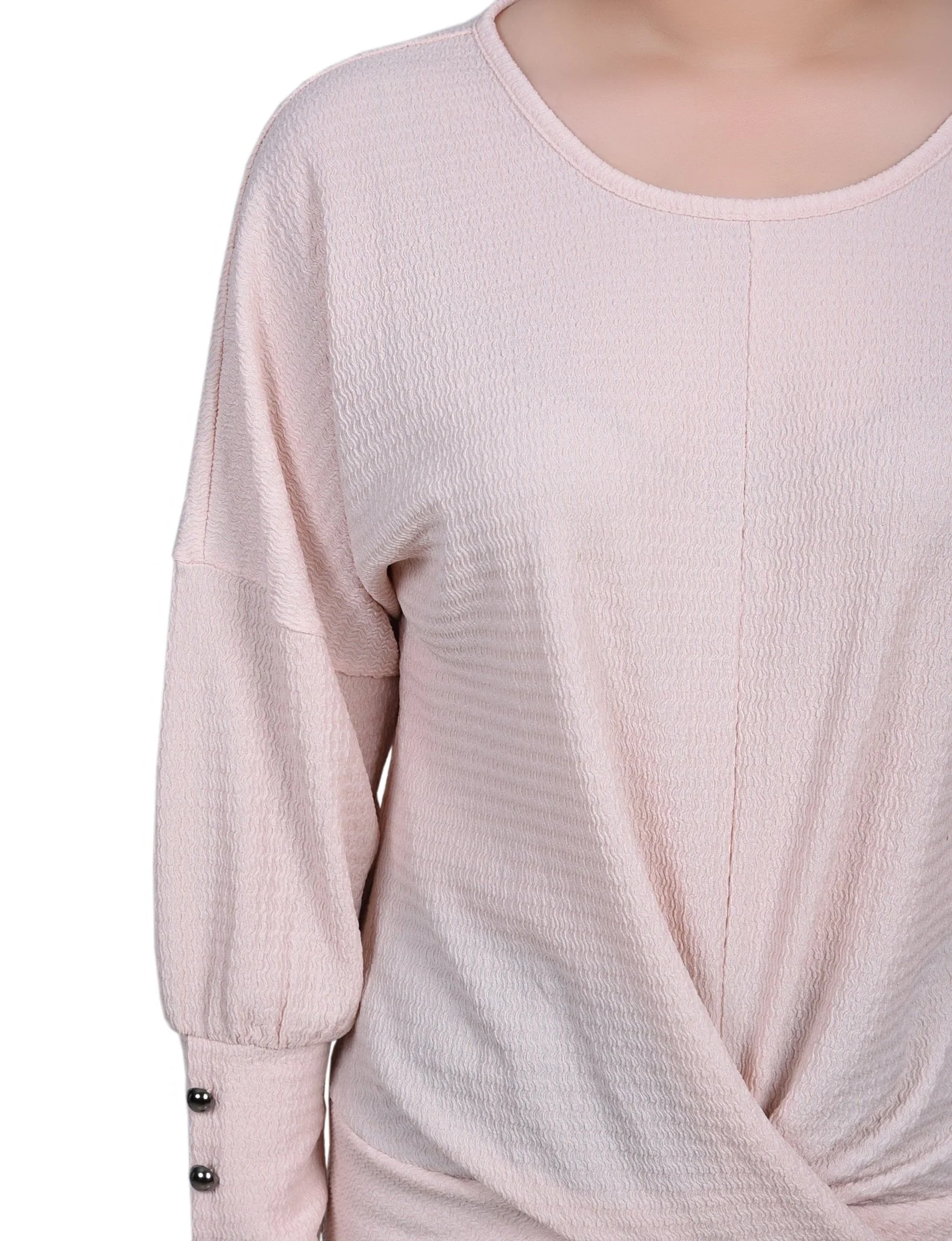Long Sleeve Textured Knit Top - Petite - Image 7